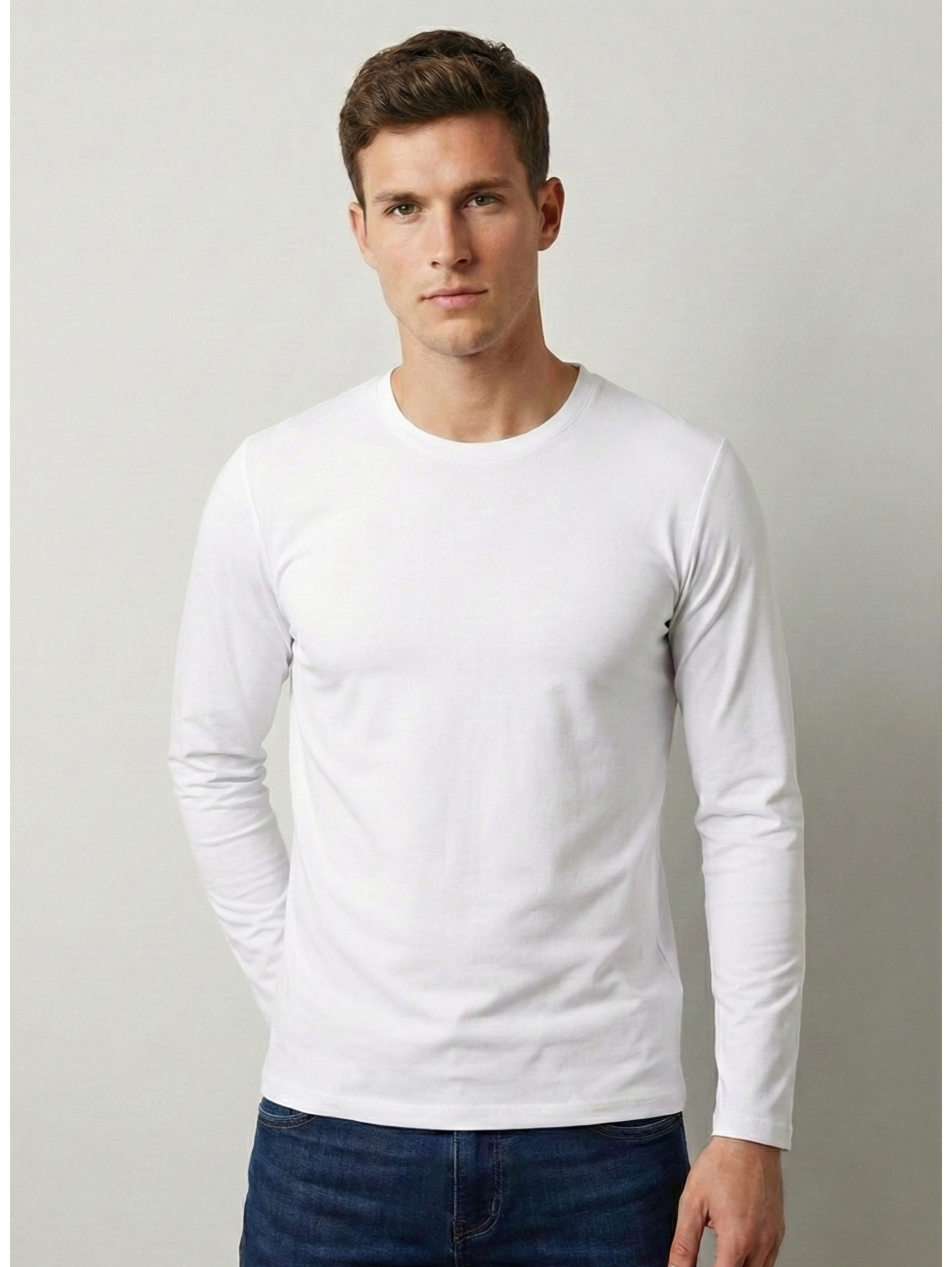 Jack Dapper Long Sleeved White Basic R-Neck