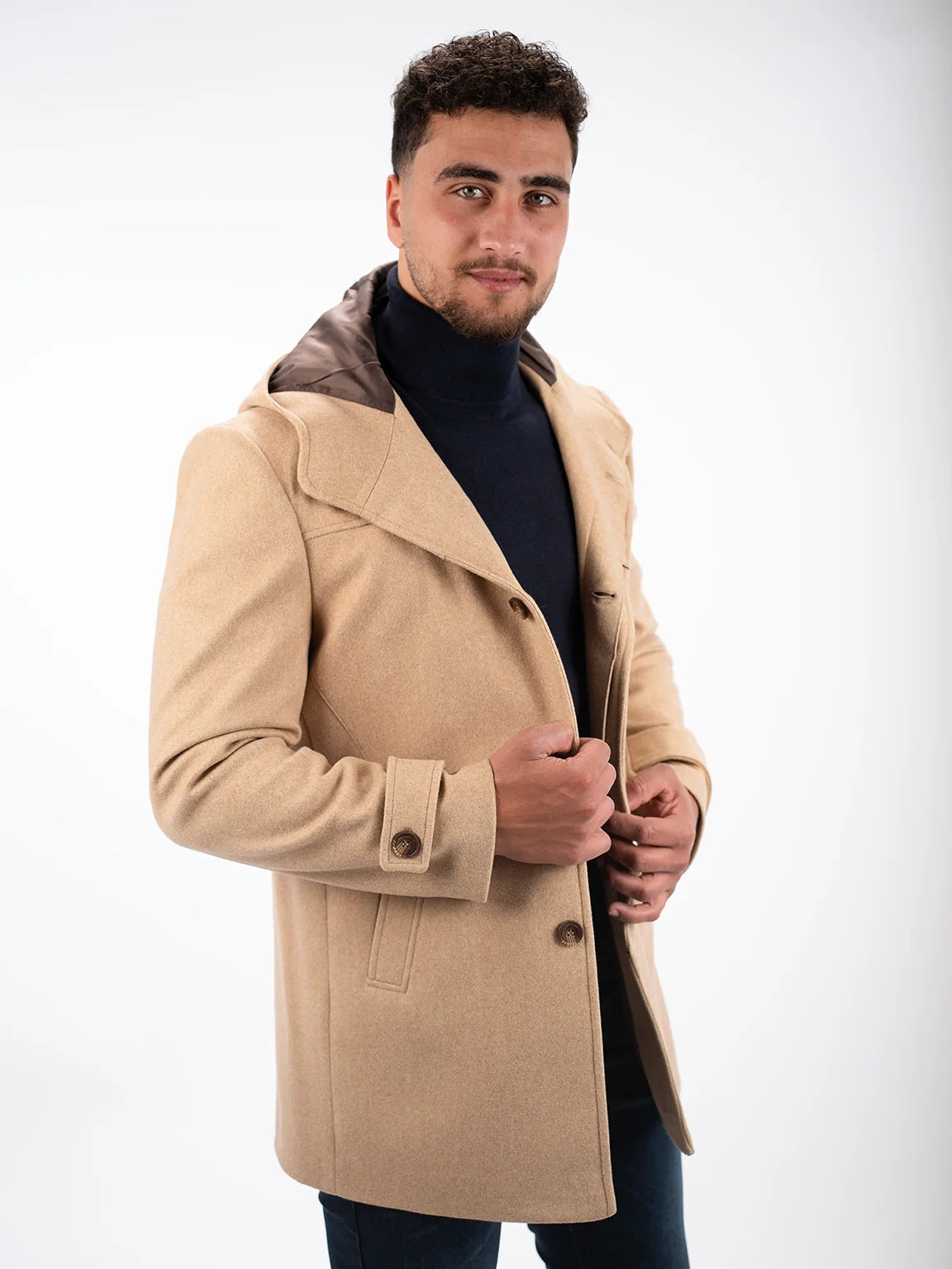 Beige Hooded Coat