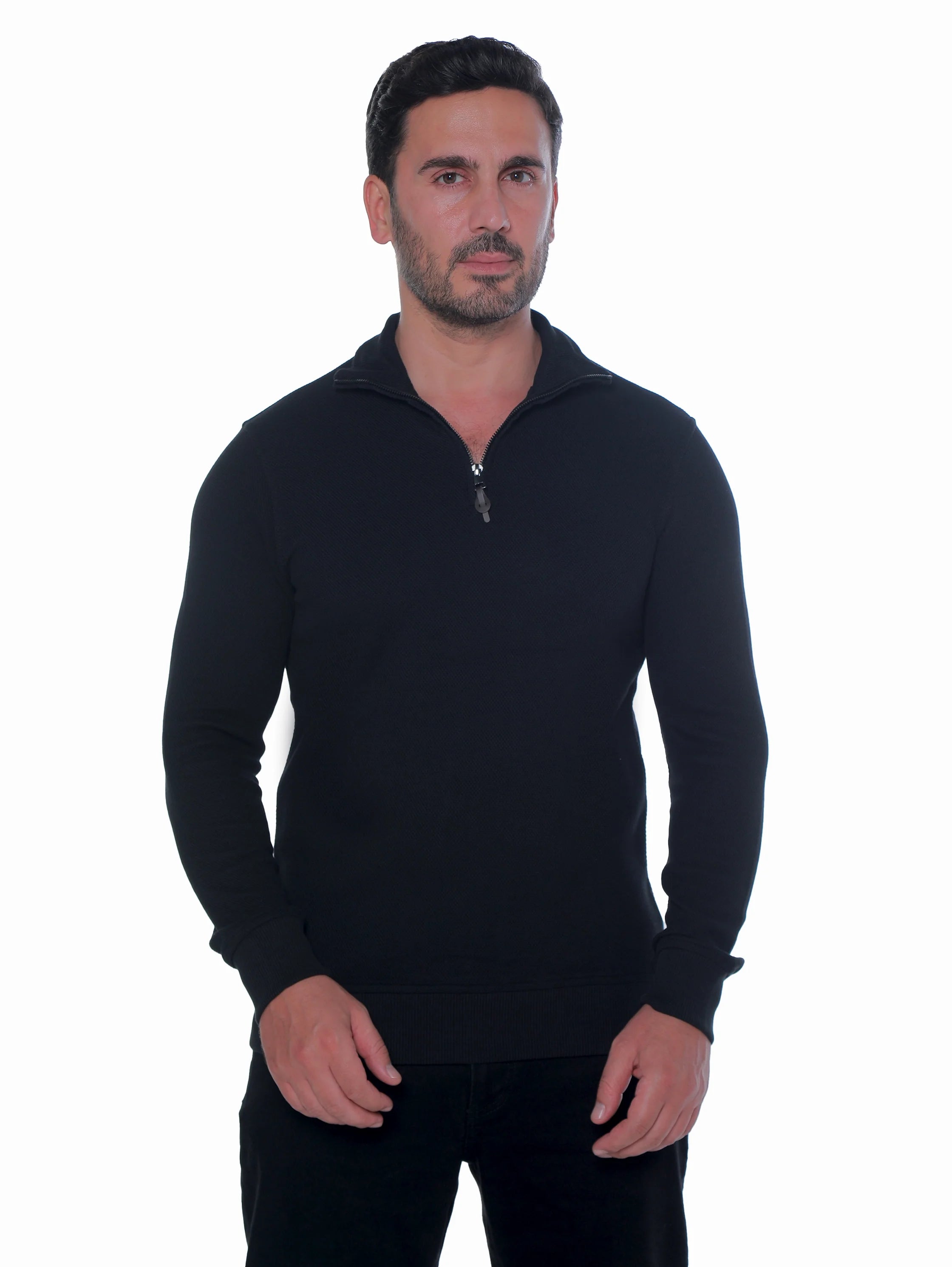 Black Pullover With Stand Up Collar