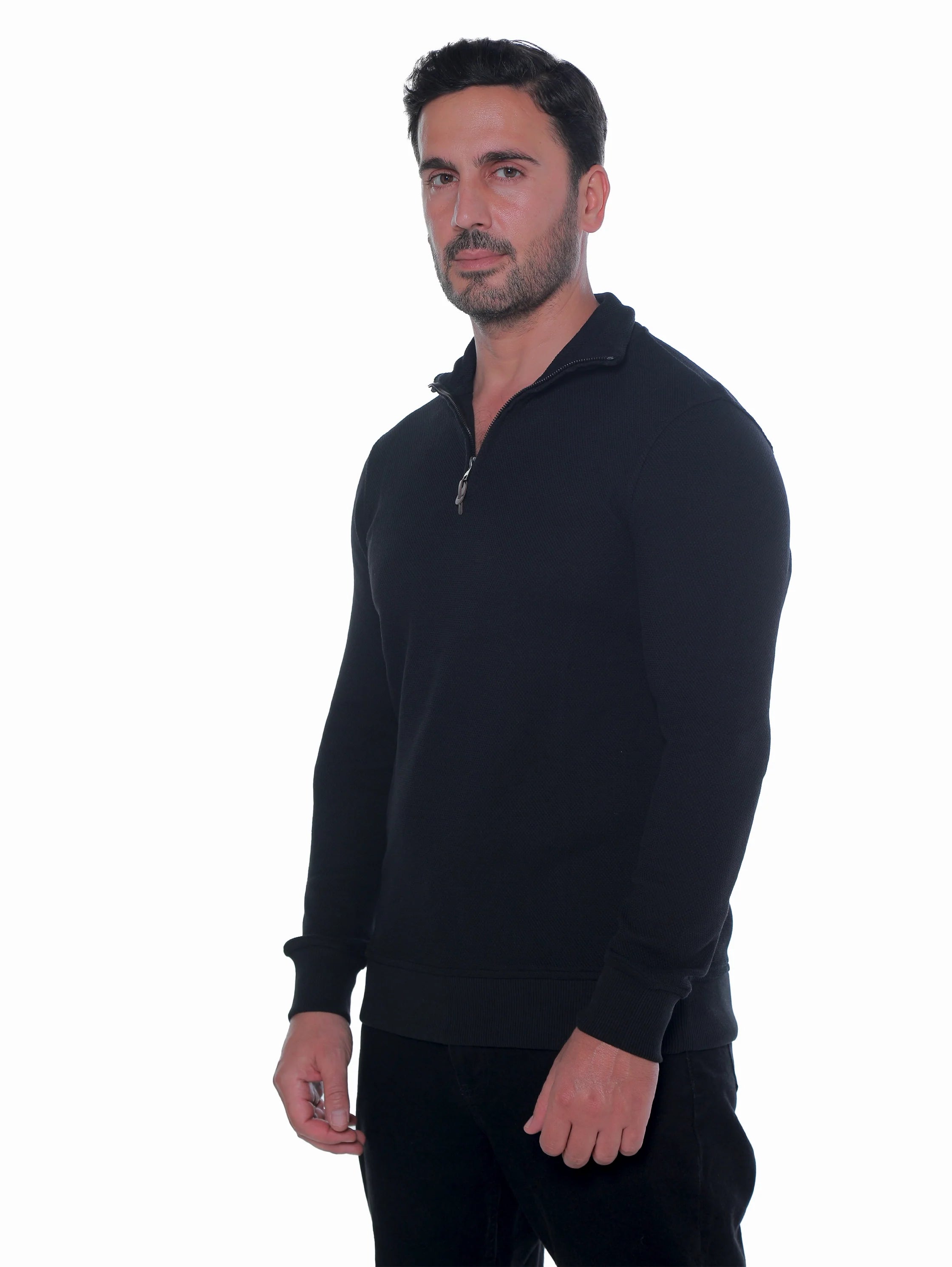 Black Pullover With Stand Up Collar
