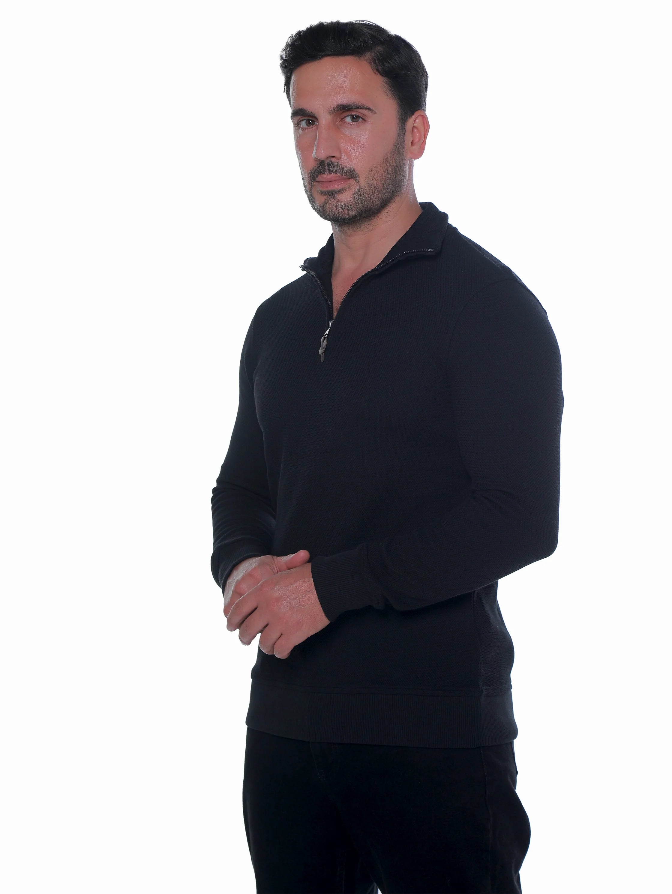Black Pullover With Stand Up Collar