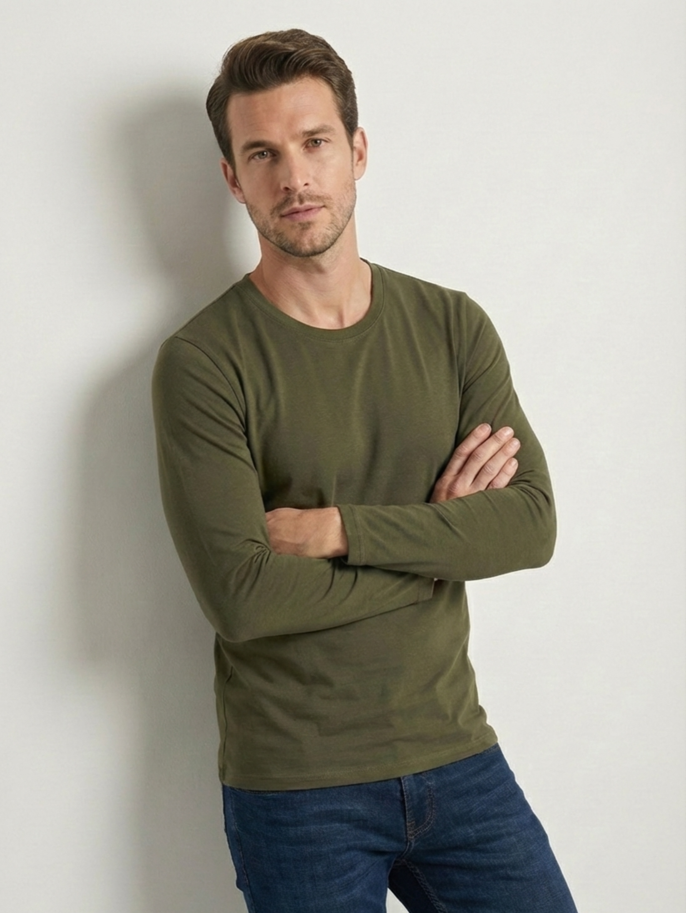 Jack Dapper Long Sleeved Olive Basic R-Neck