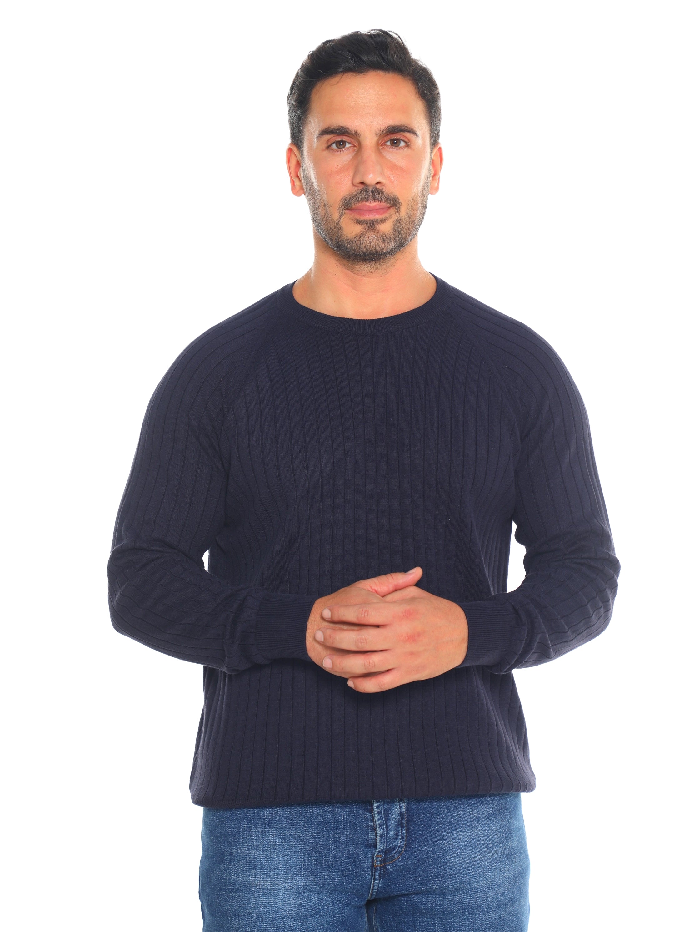 Round Neck Navy Pullover