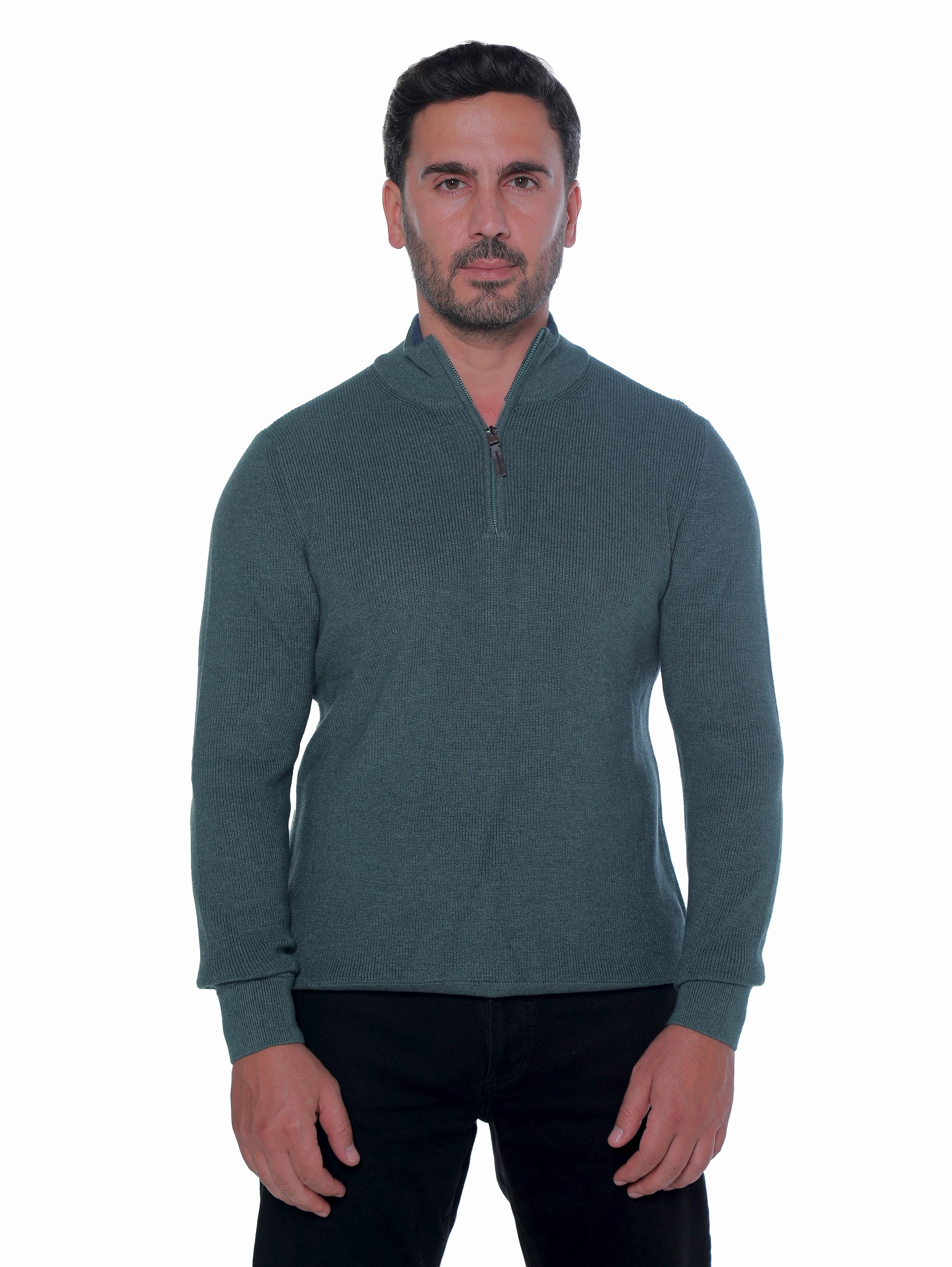 Green Pullover With Quarter-zip To Close