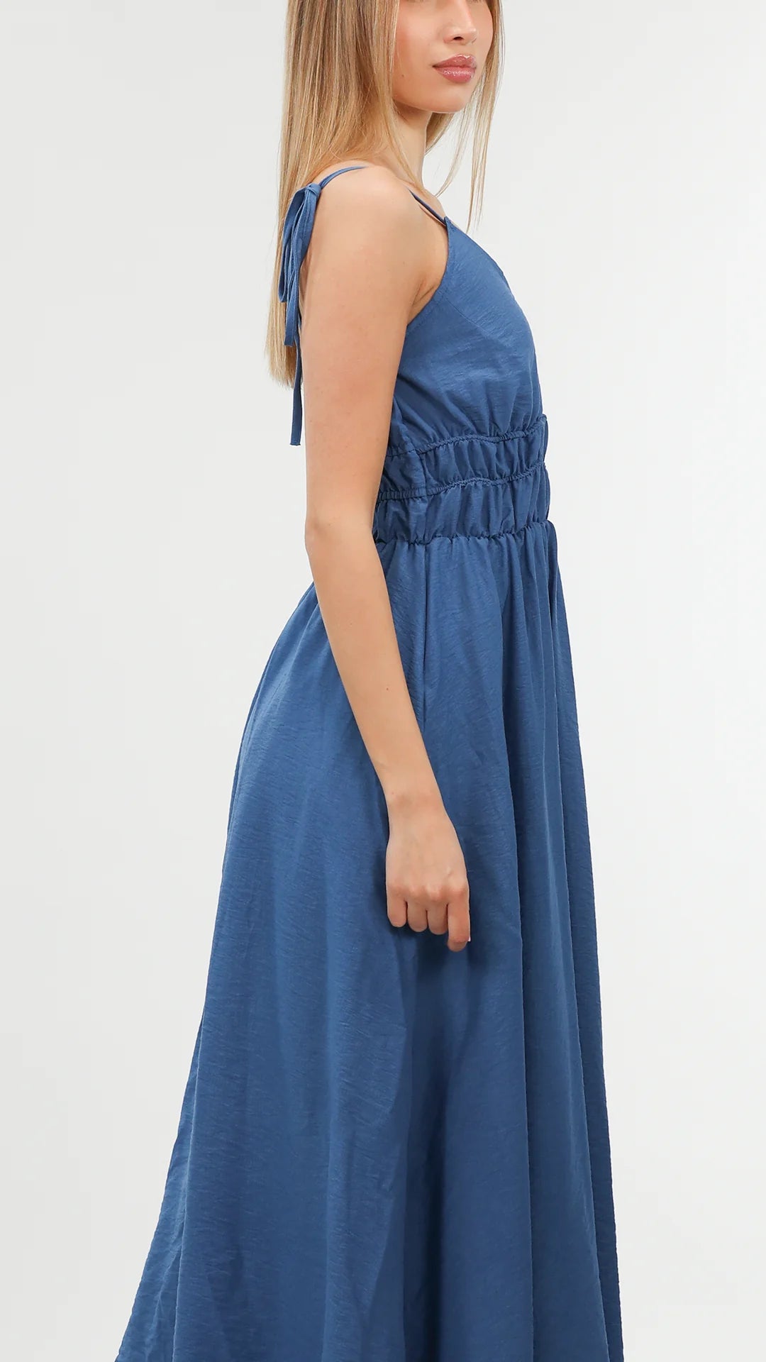 Long Dress Blue With Shoulder-Ties