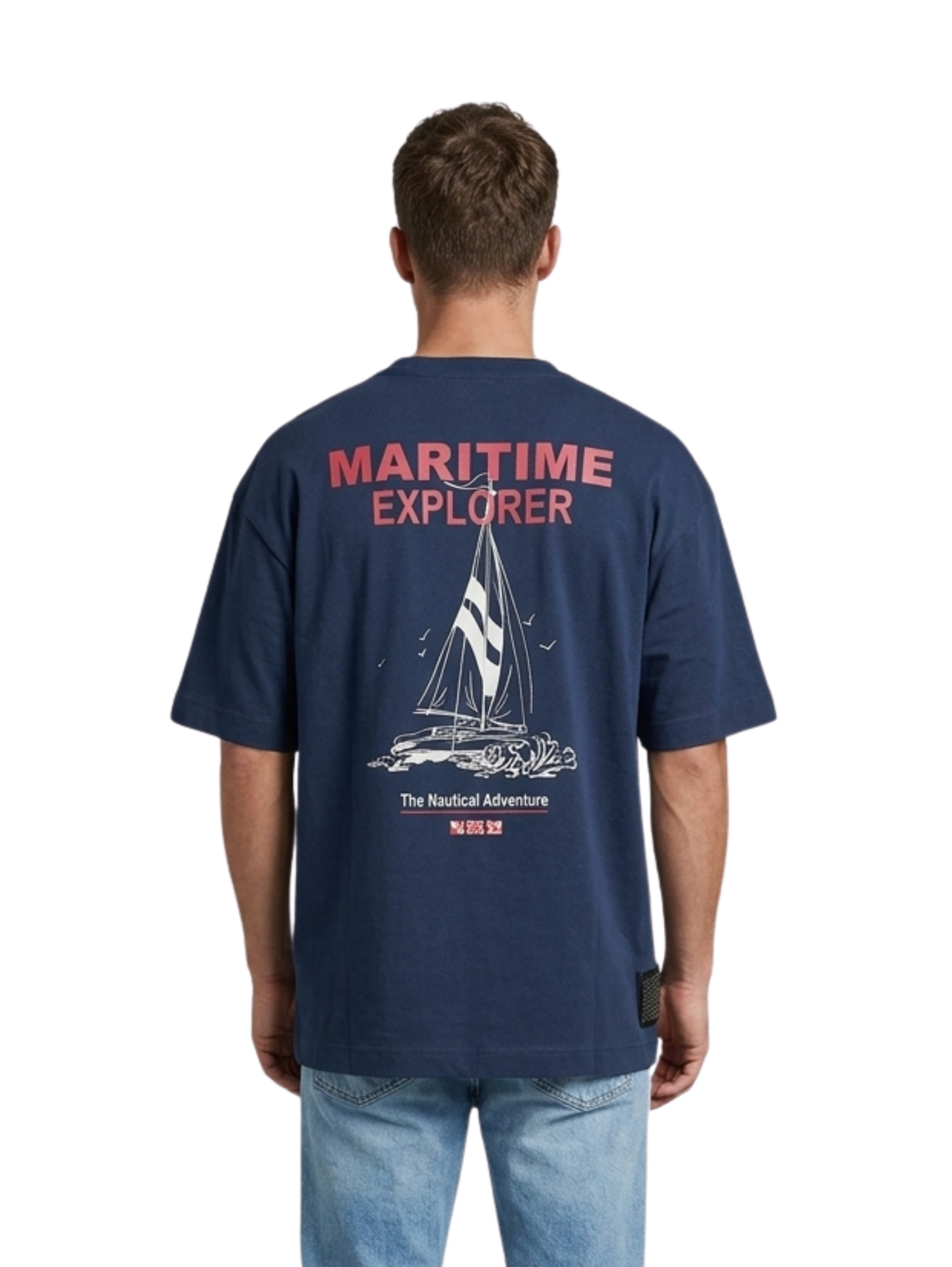 Oversized Navy T-Shirt With Back Design