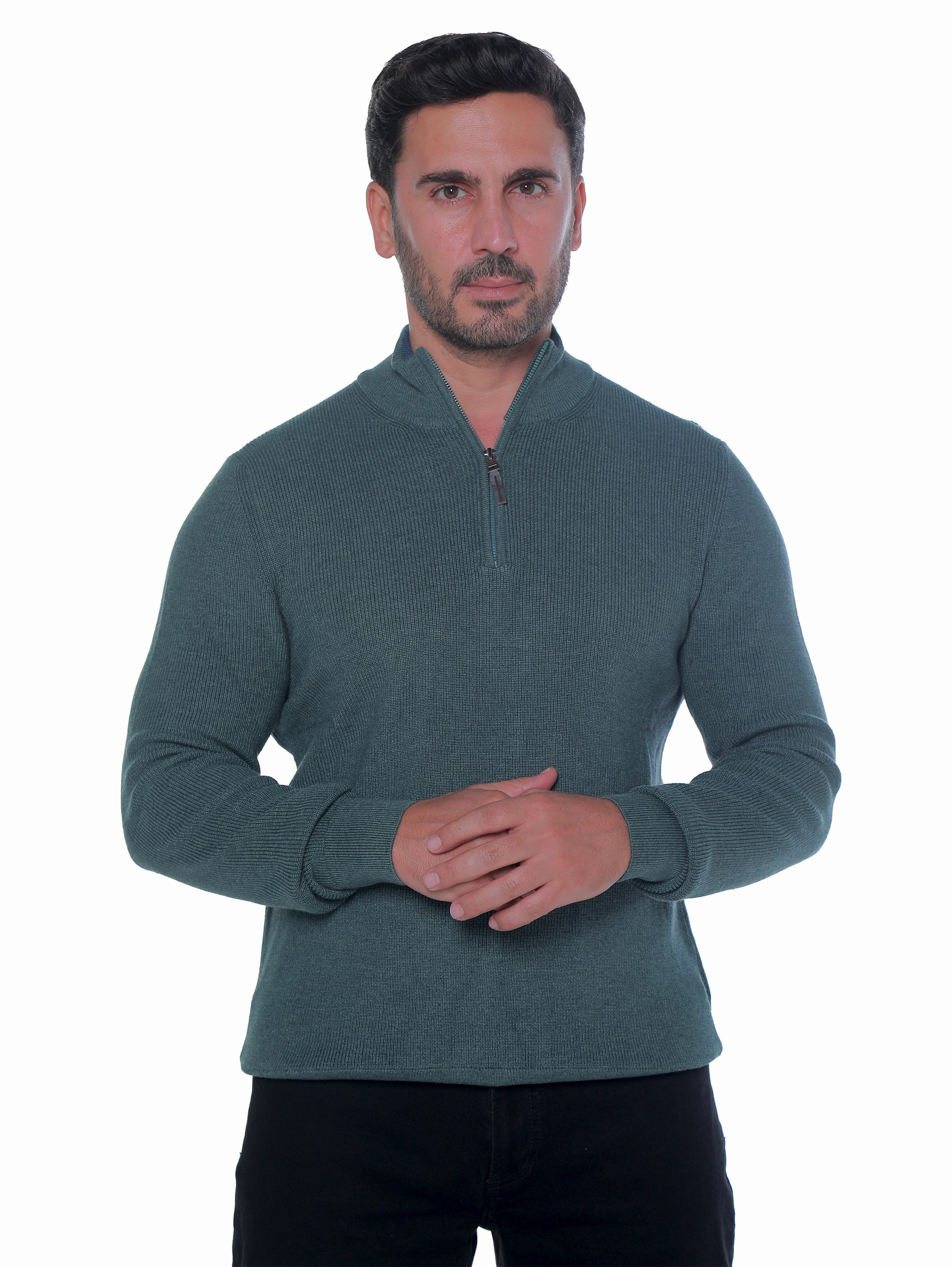 Green Pullover With Quarter-zip To Close