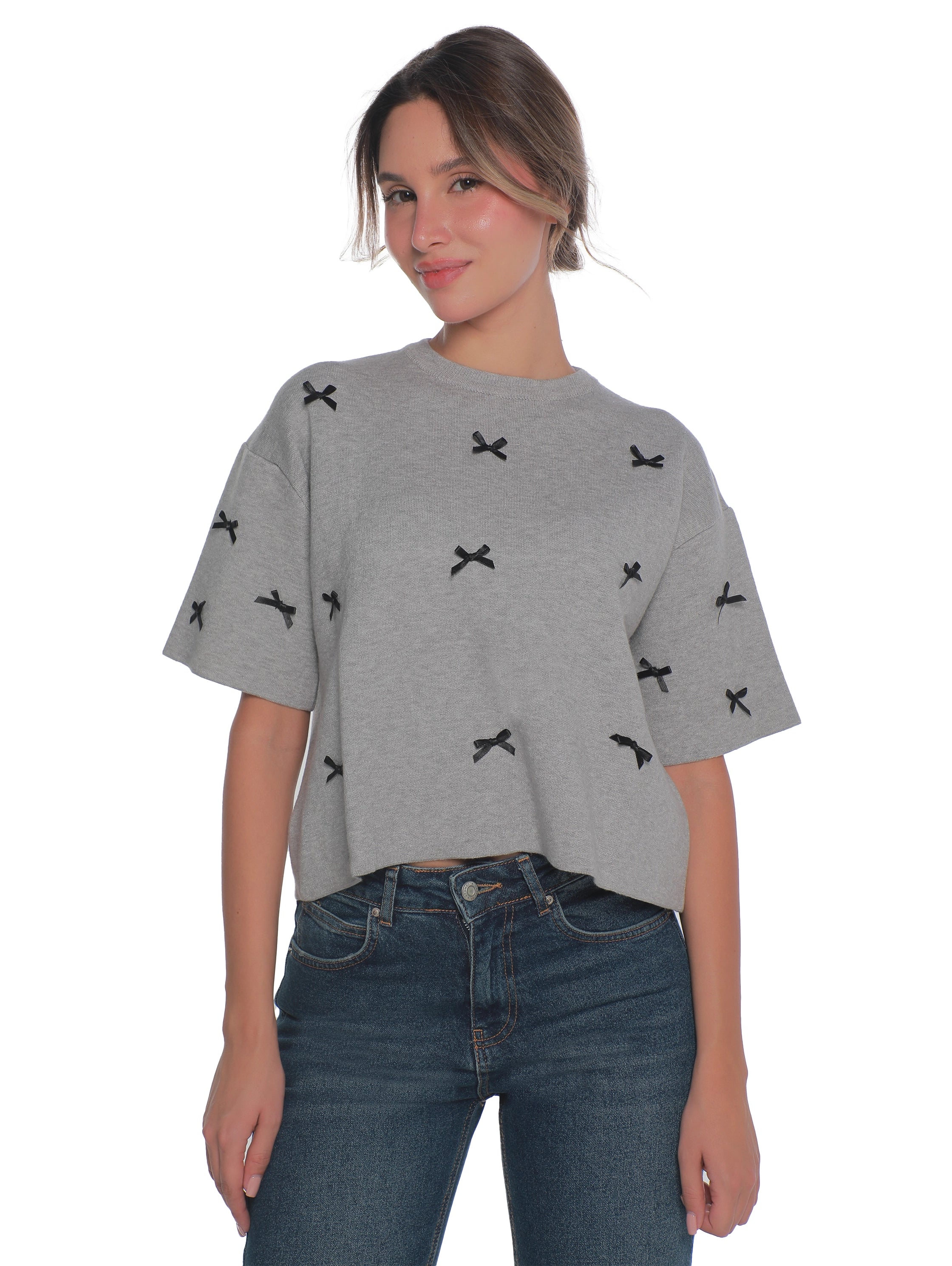 Short Sleeved Grey Oversize Pullover