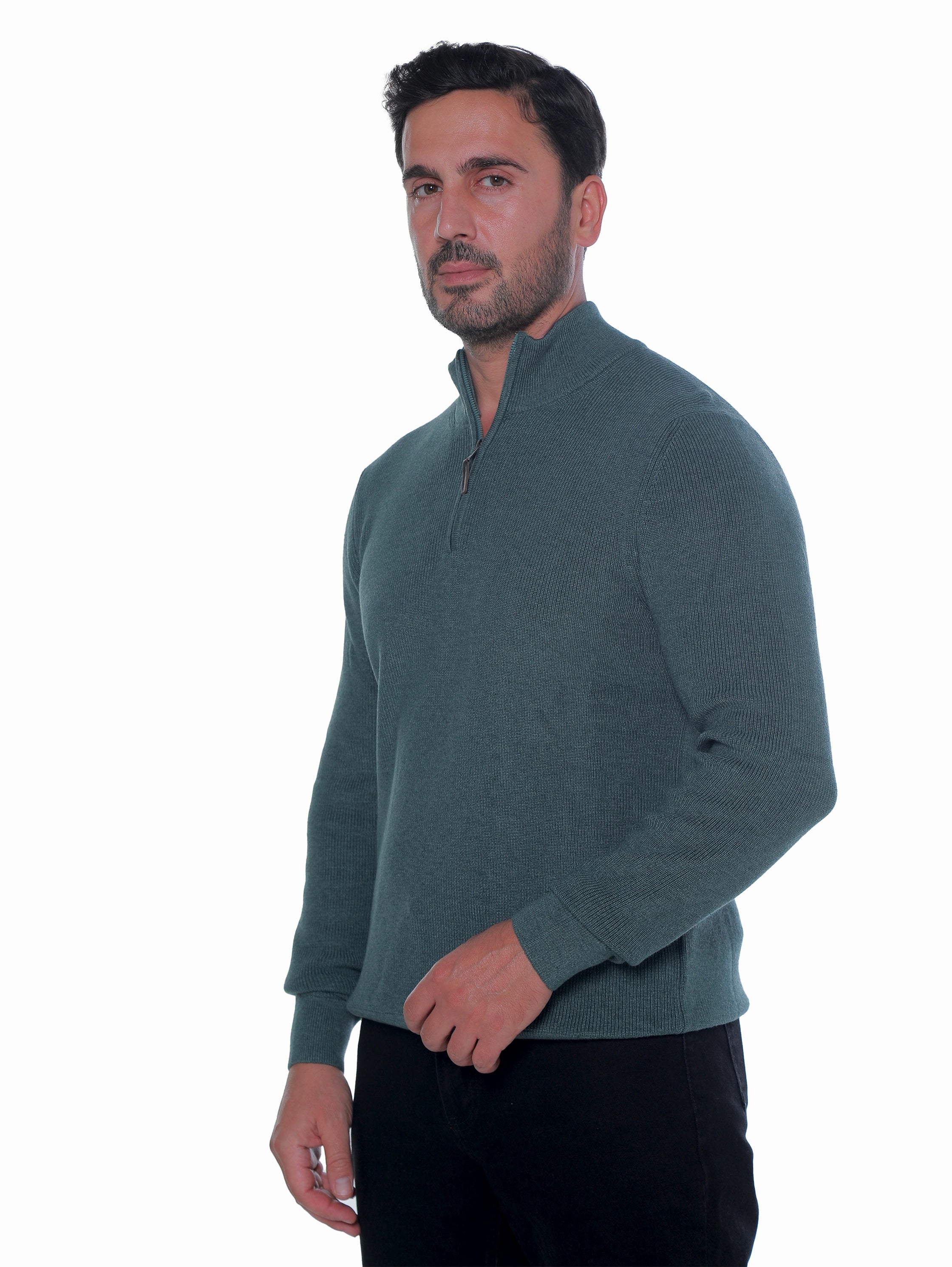 Green Pullover With Quarter-zip To Close