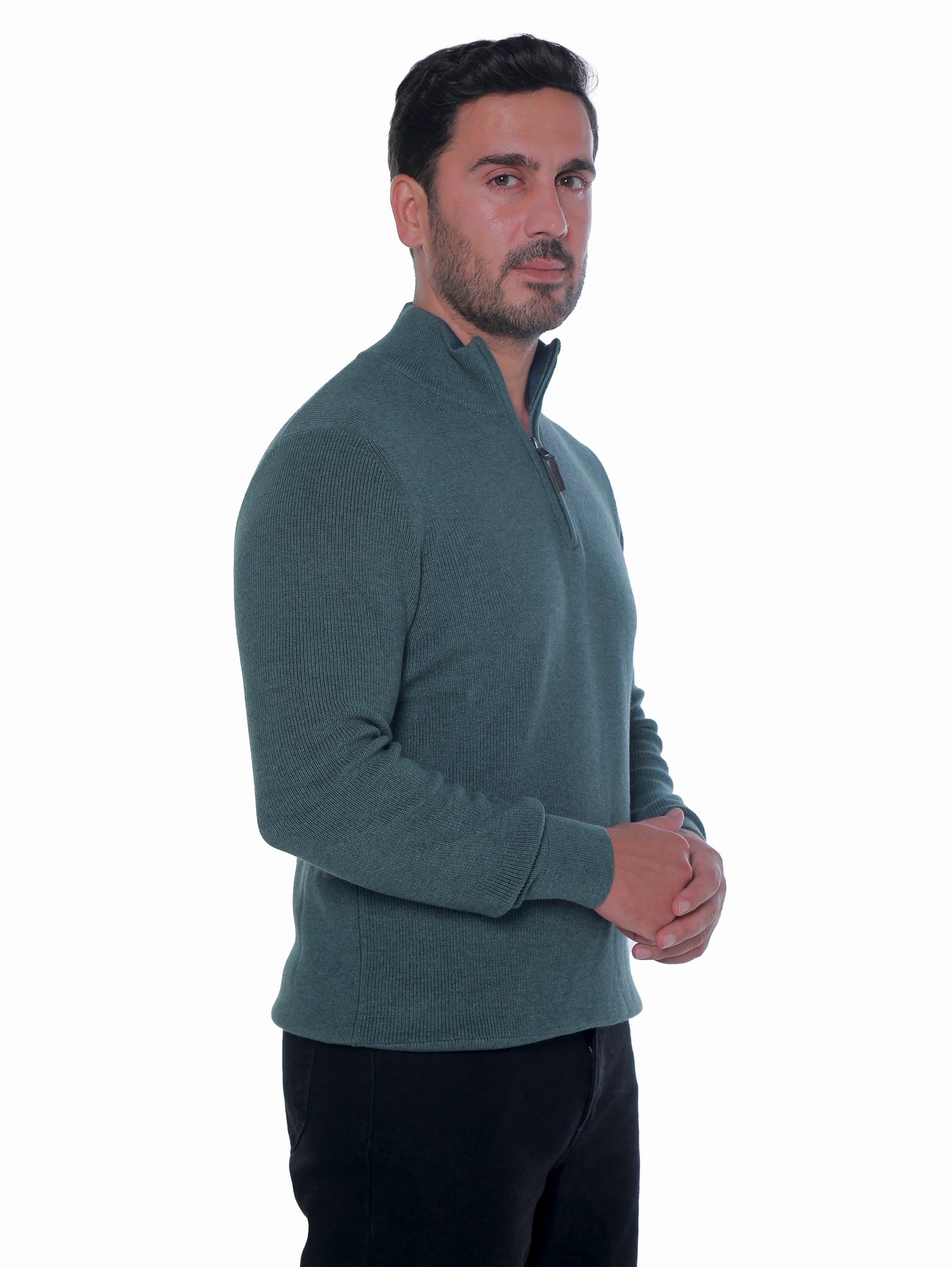 Green Pullover With Quarter-zip To Close
