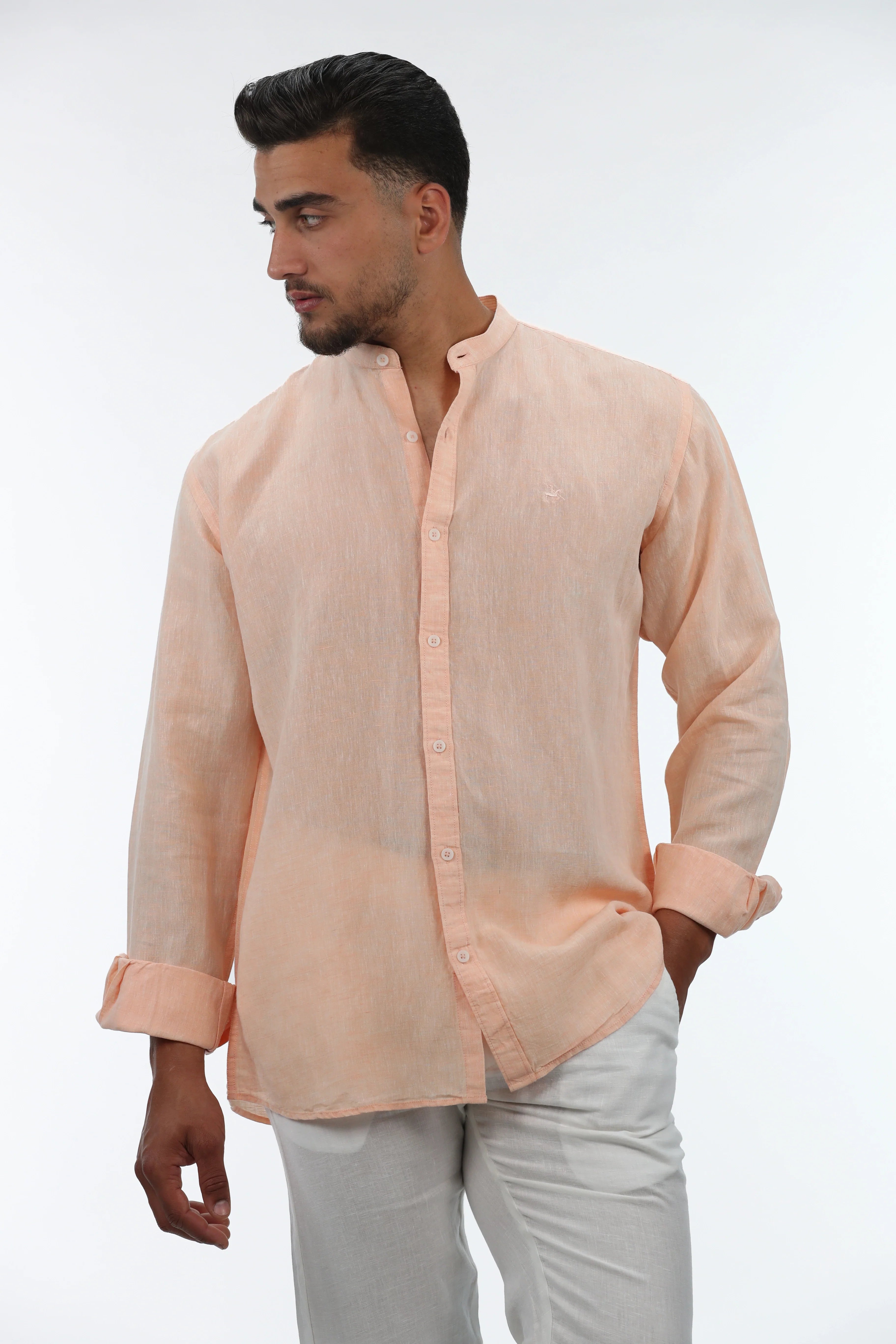 Linen Buttoned Orange Shirt