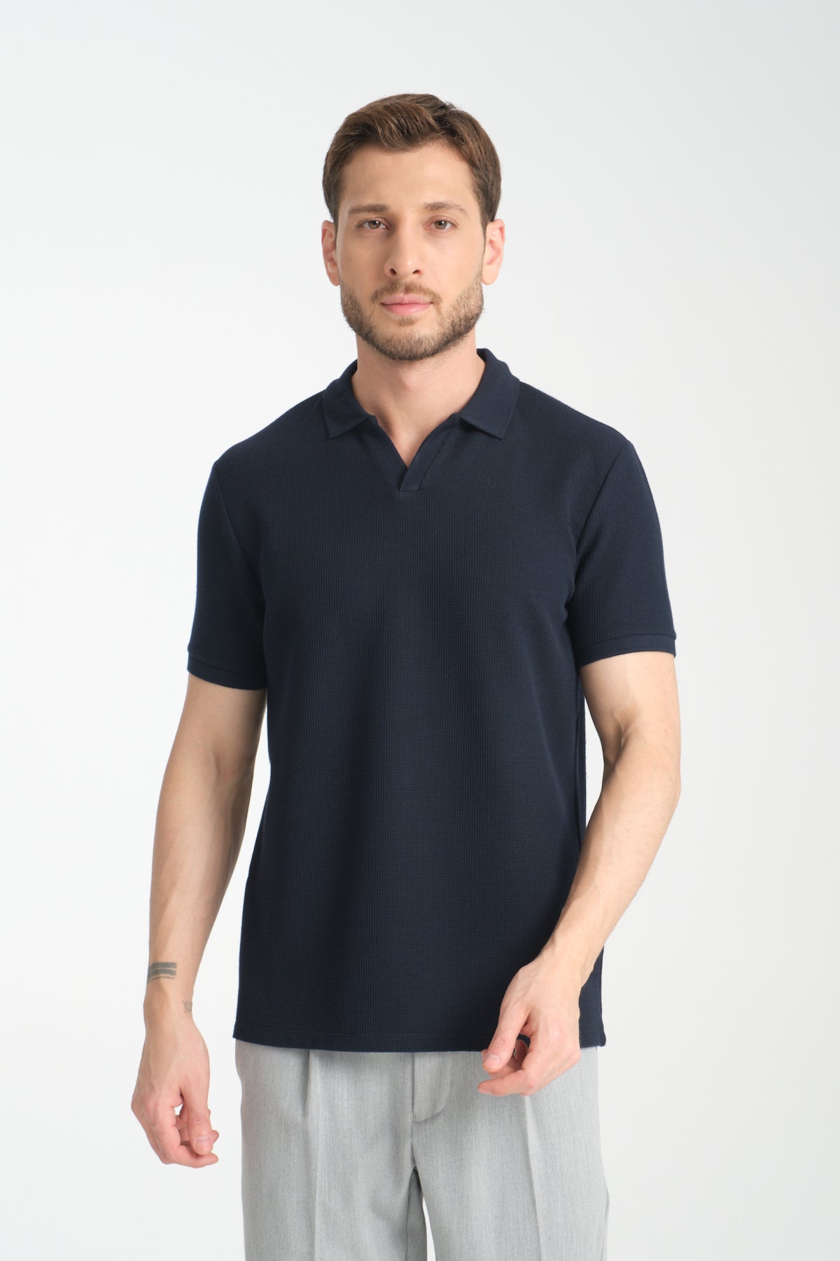 Navy Plain Cotton Polo