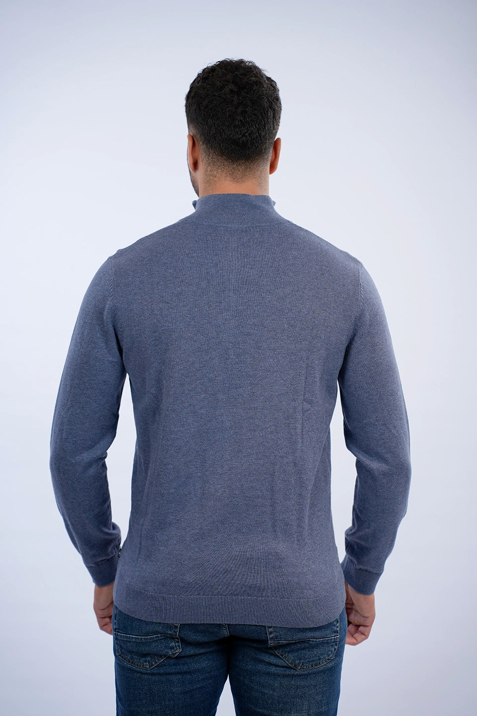 Tom Tailor Blue Sweater With Half Zipper To Close