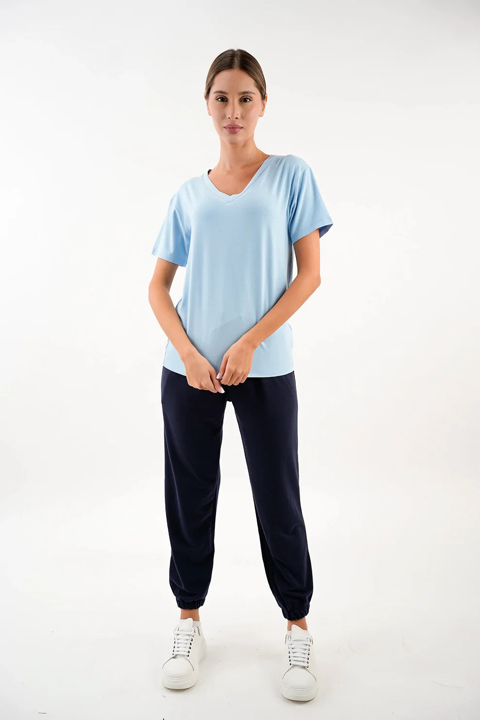 Blue Basic V-Neck T-Shirt