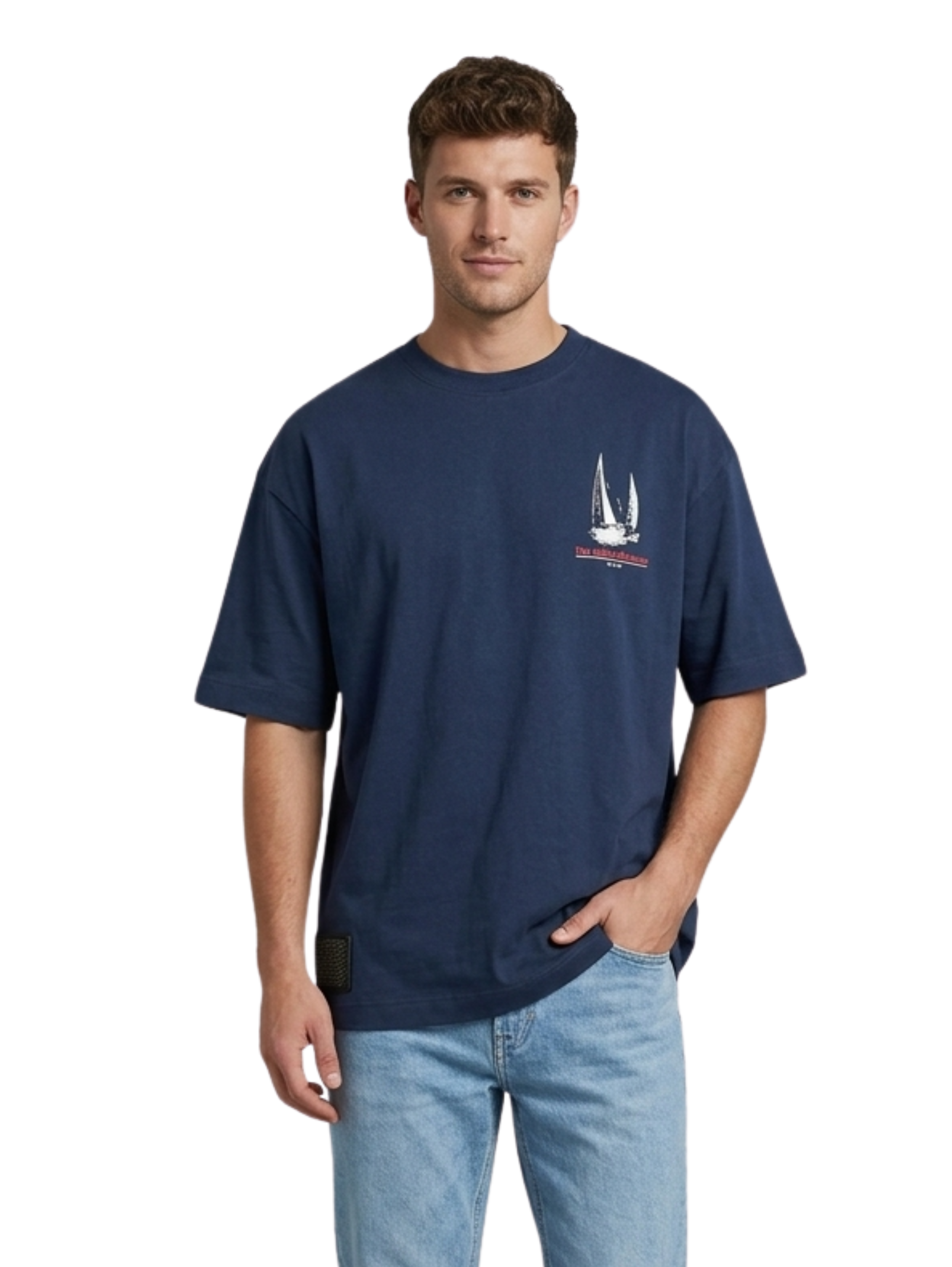 Oversized Navy T-Shirt With Back Design