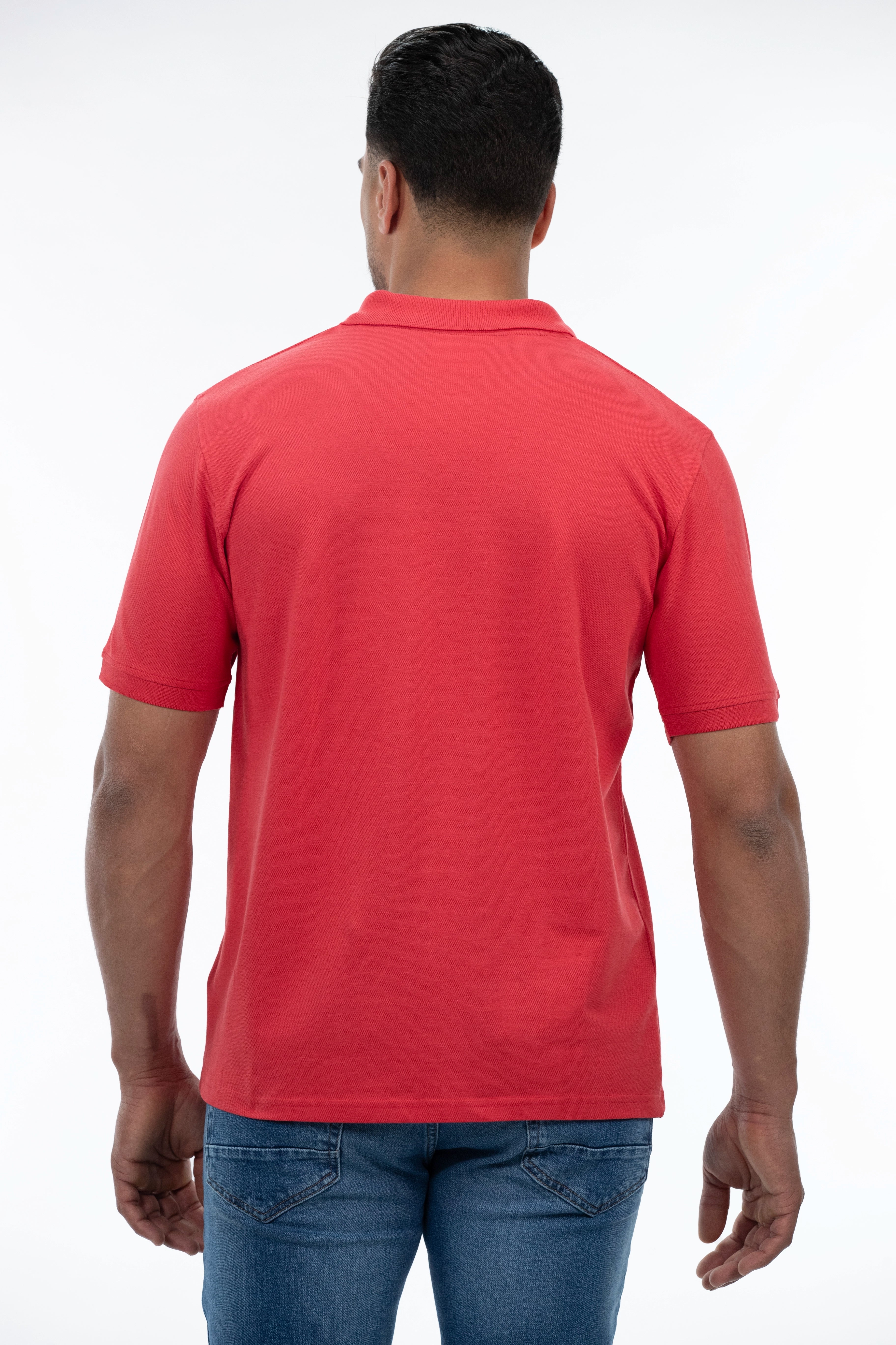 Red Basic Polo With Simple Front Logo