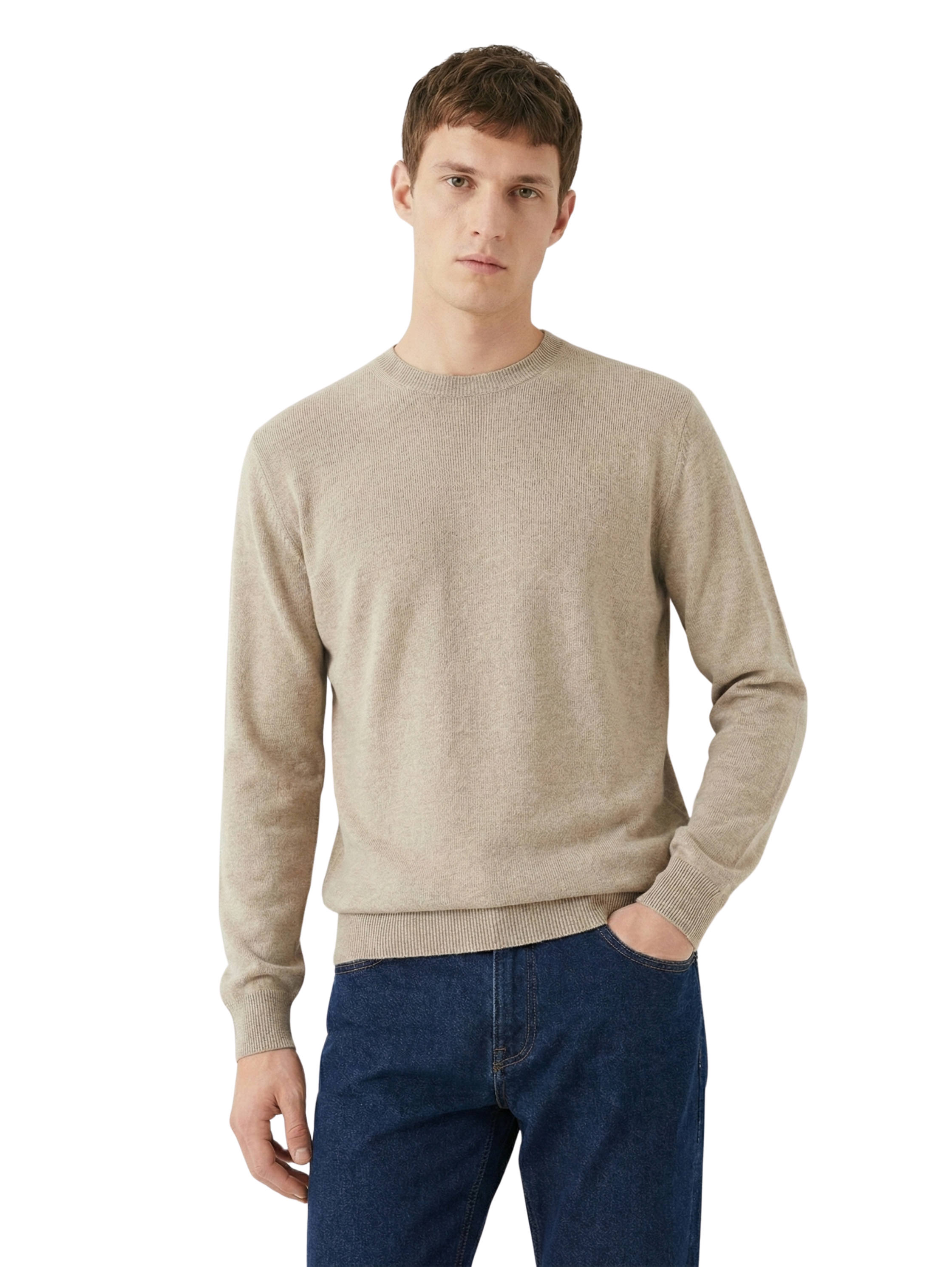 Damat Round Neck Knitwear Beige Long Sleeve Pullover