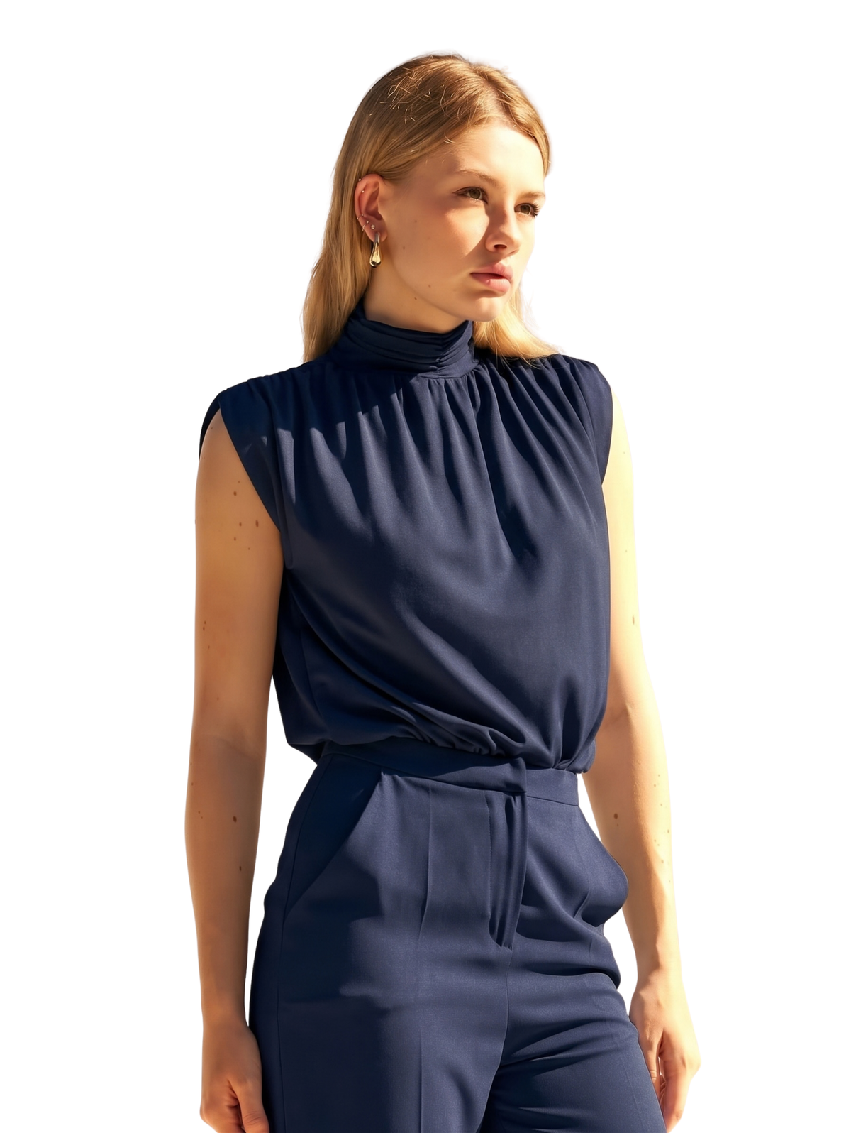 Navy High-Neck Top