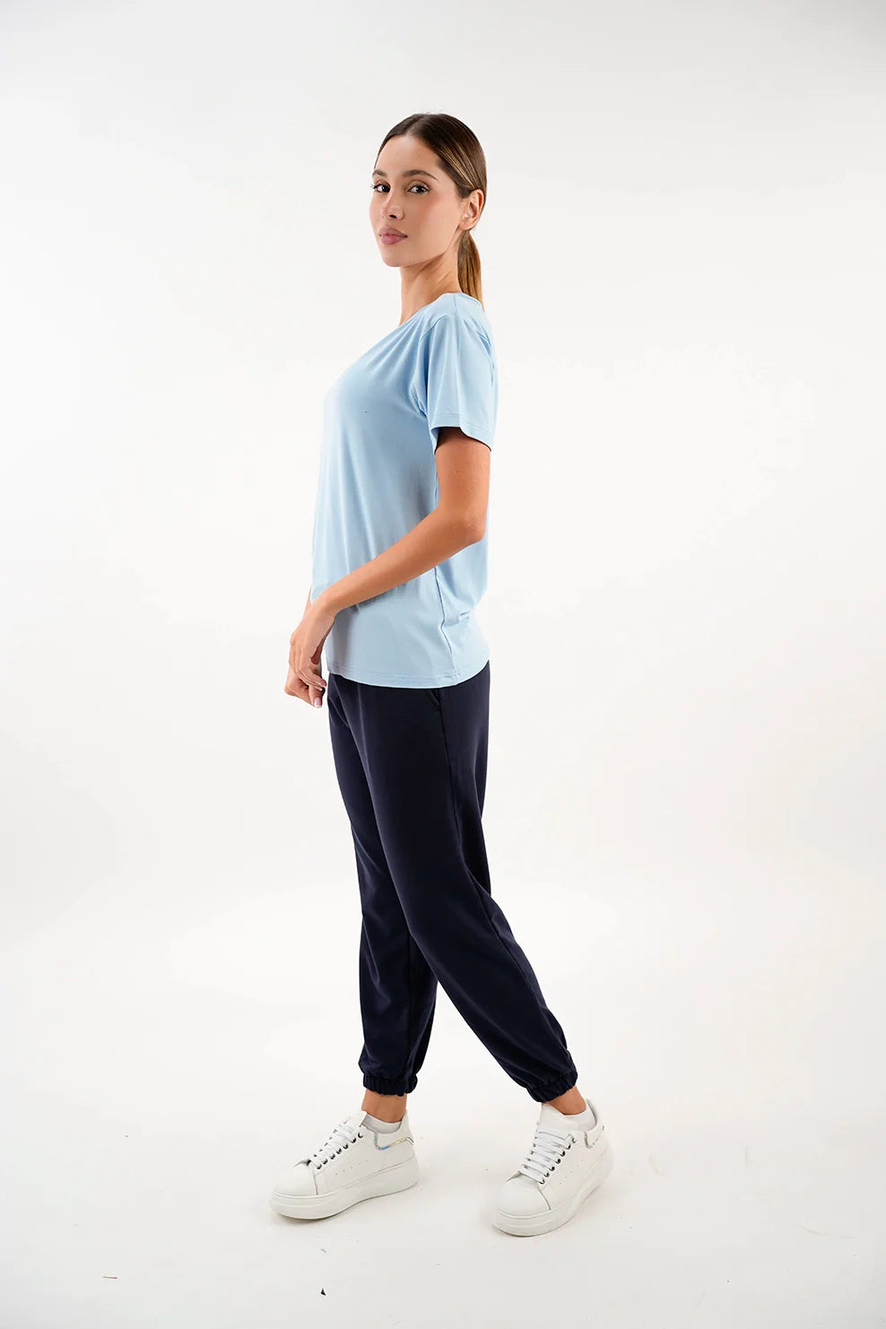 Blue Basic V-Neck T-Shirt