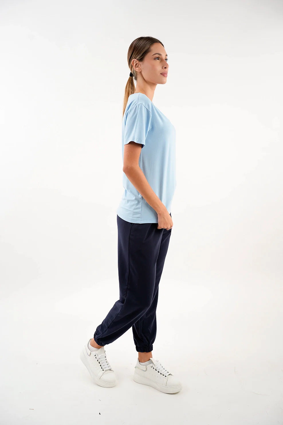 Blue Basic V-Neck T-Shirt