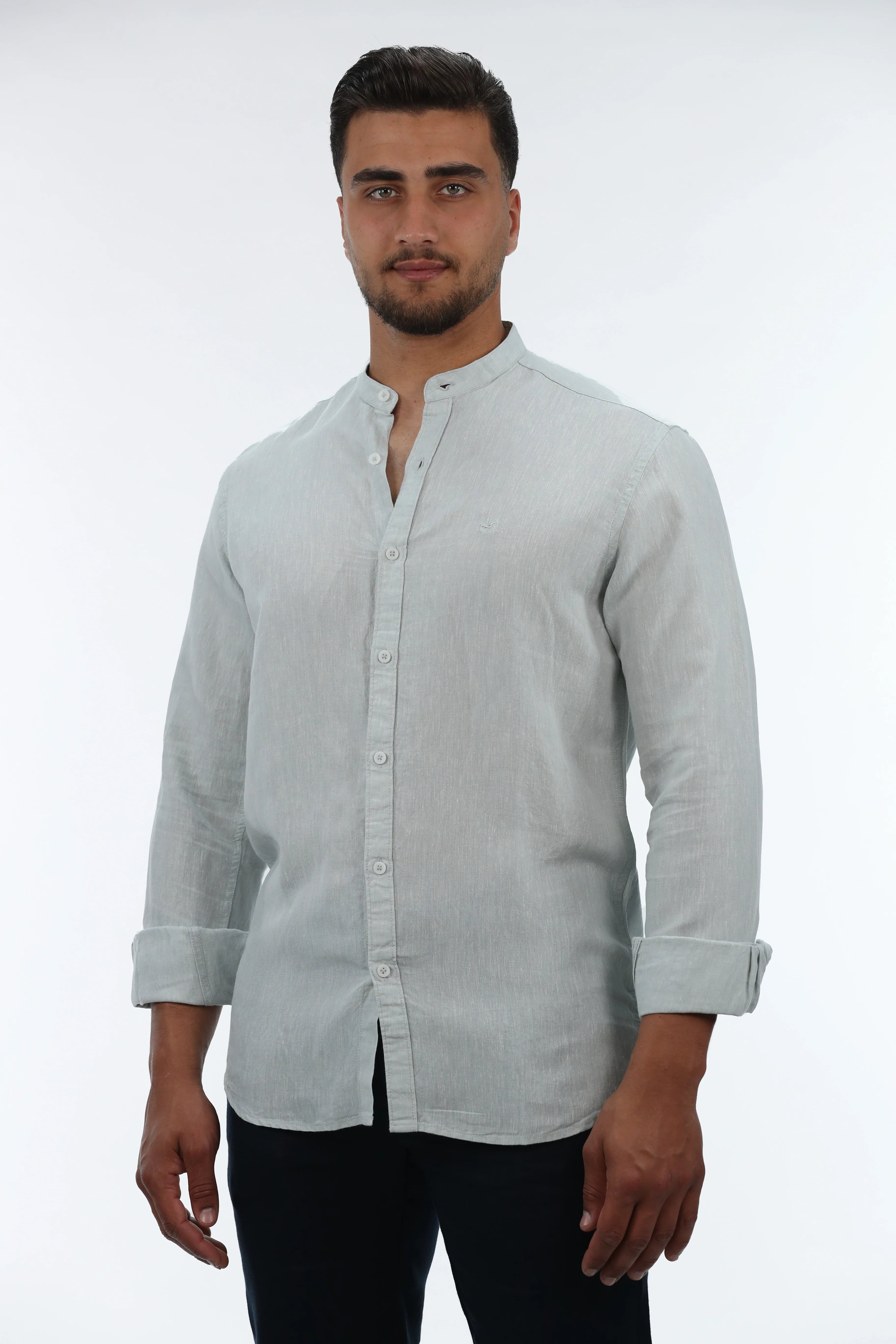 Linen Buttoned Grey Shirt