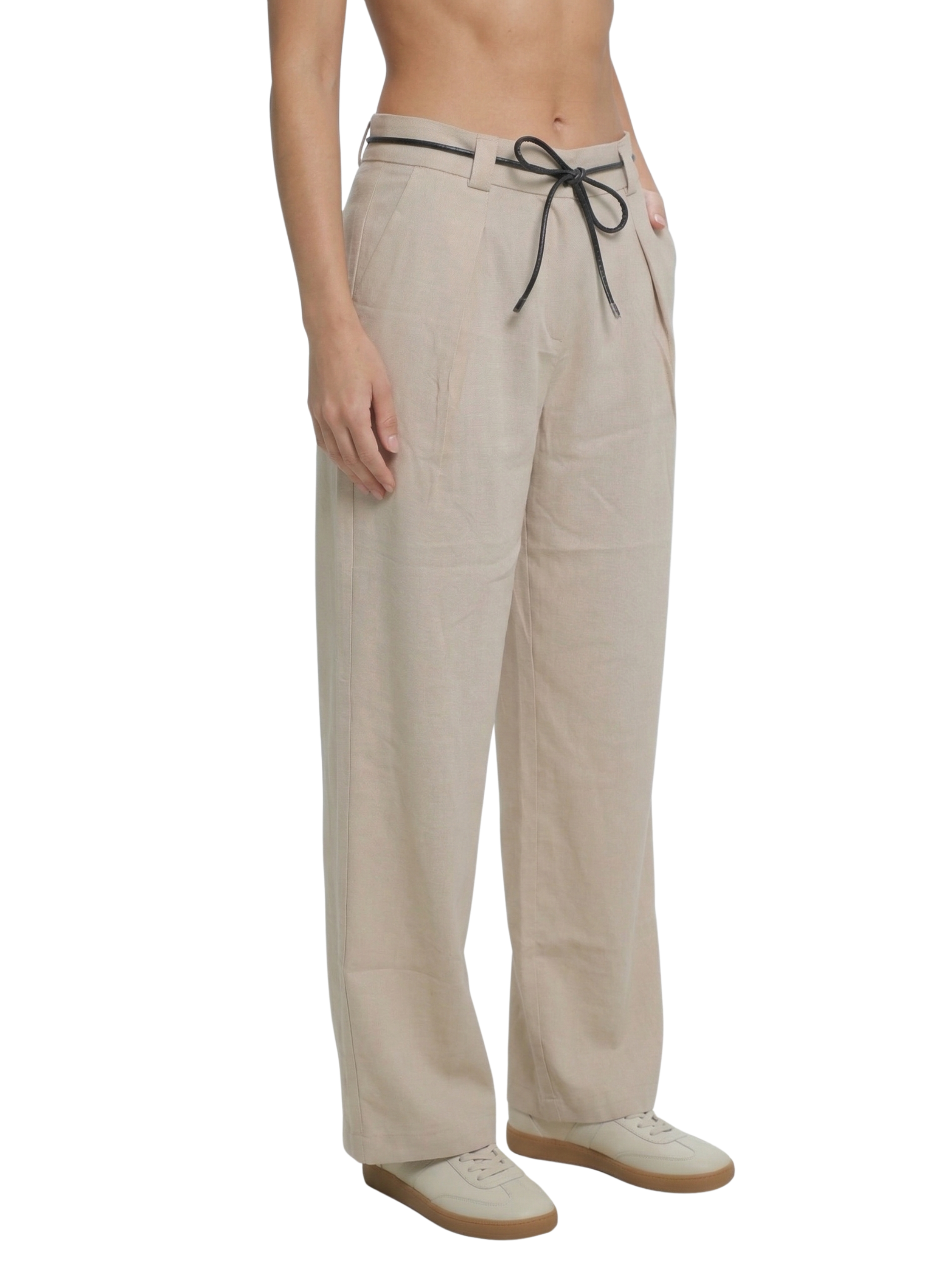 Beige Pant With Drawstring Waist