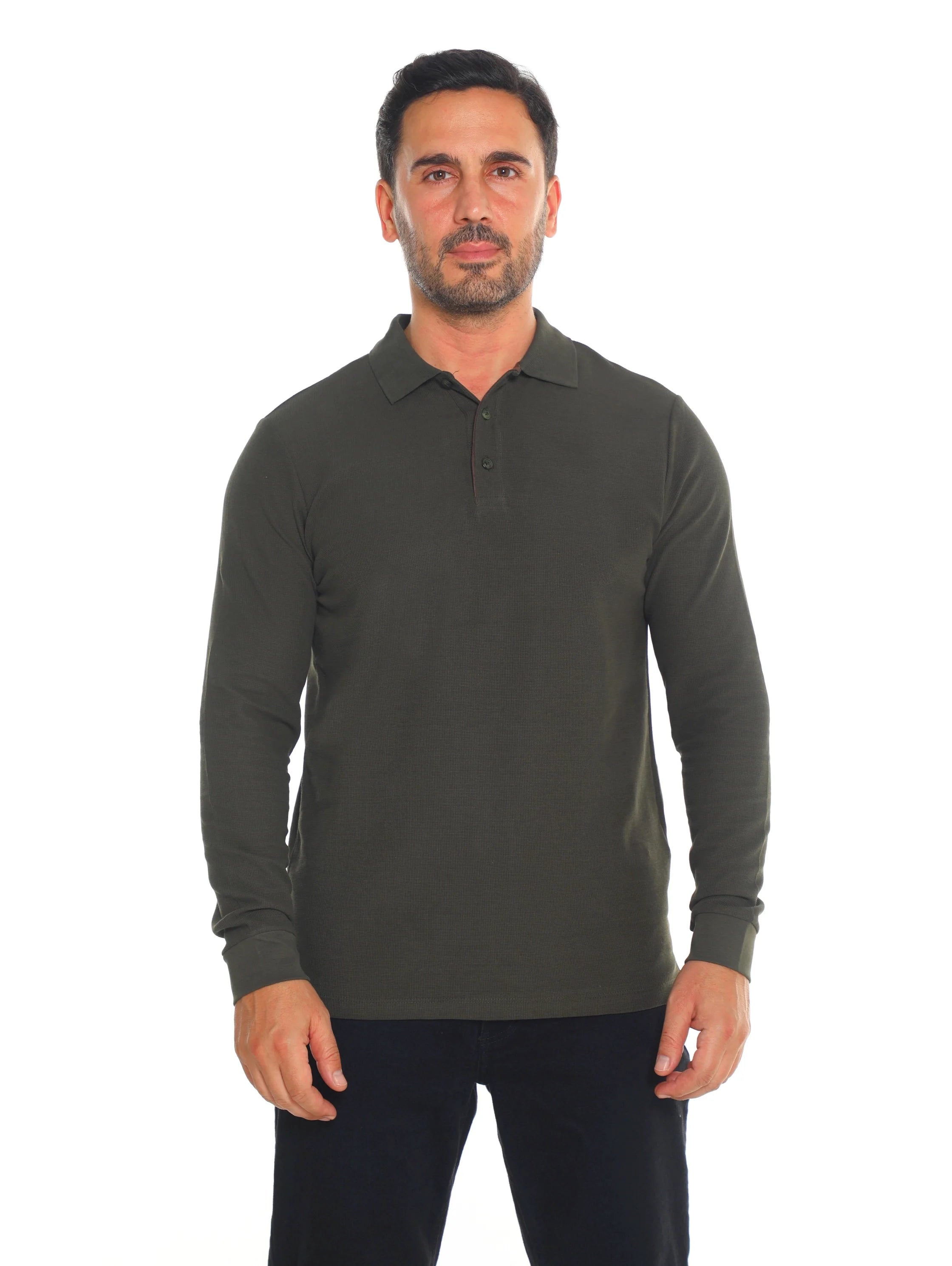 Olive Long Sleeved Polo