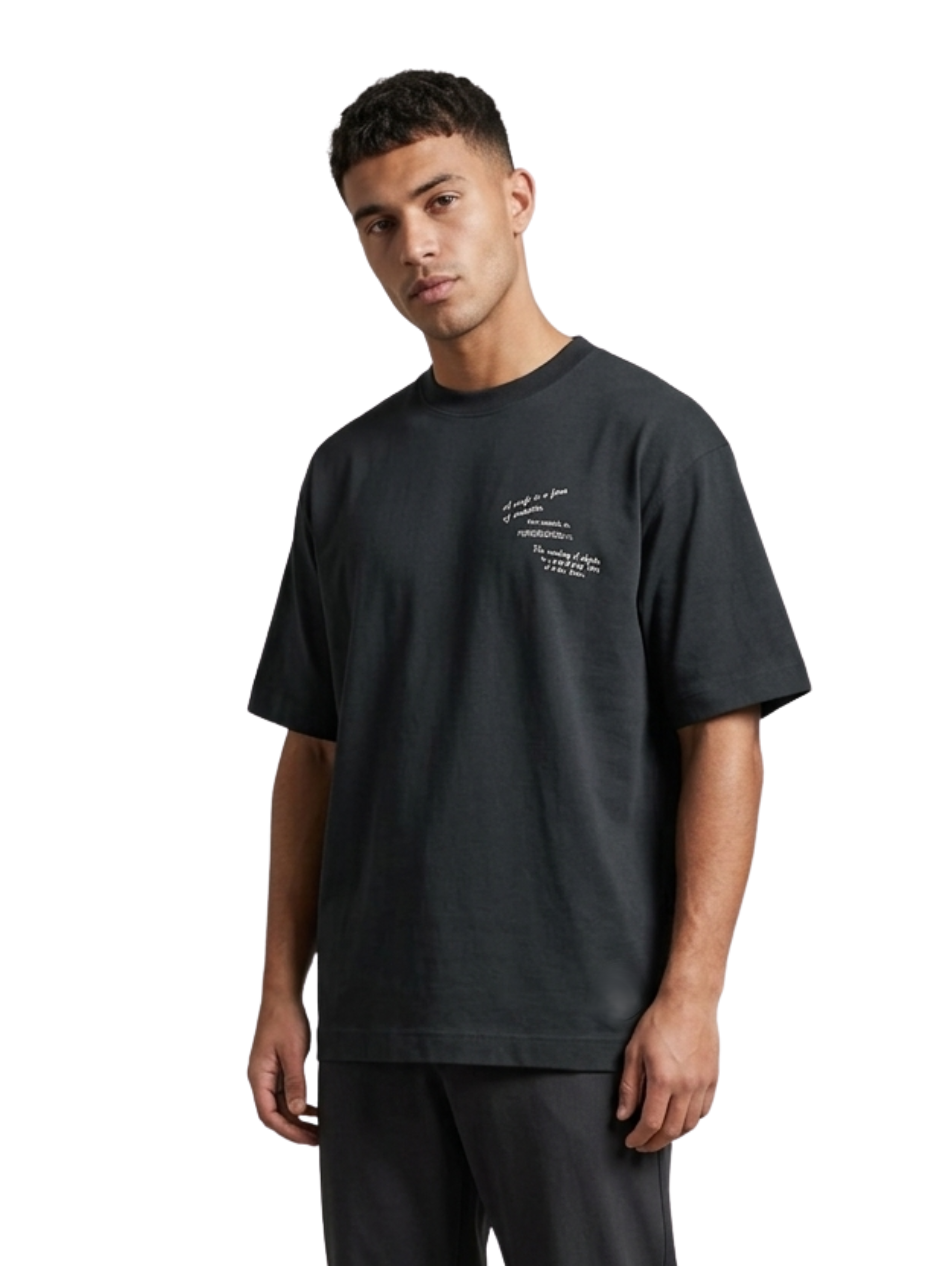 Oversized Black Round T-Shirt