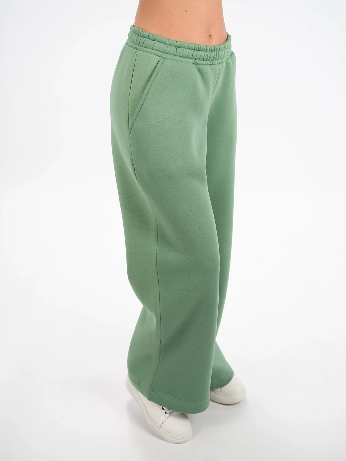 Wide Green Jogging With Elastic Waist