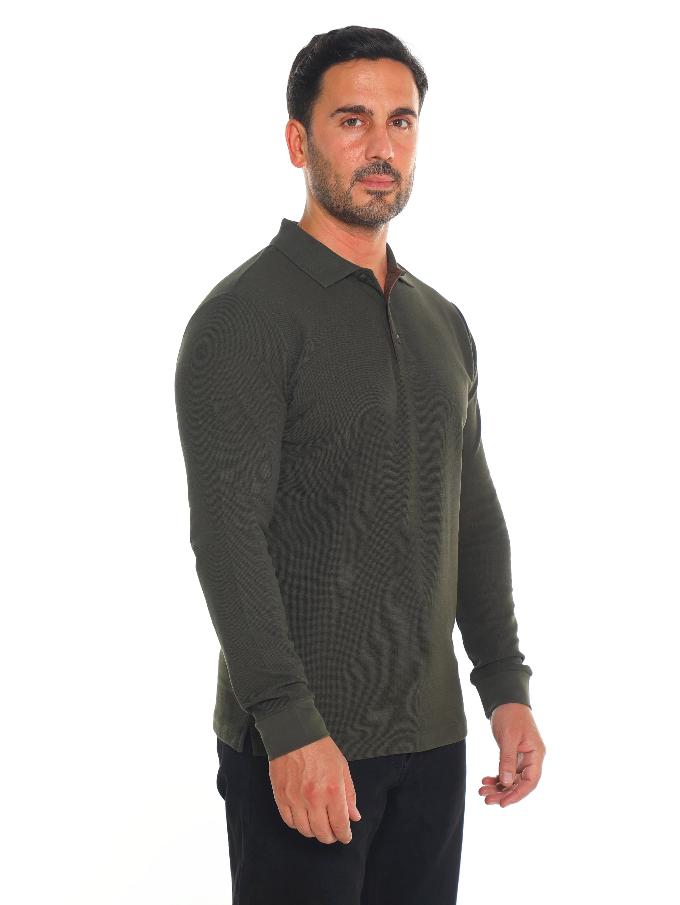 Olive Long Sleeved Polo
