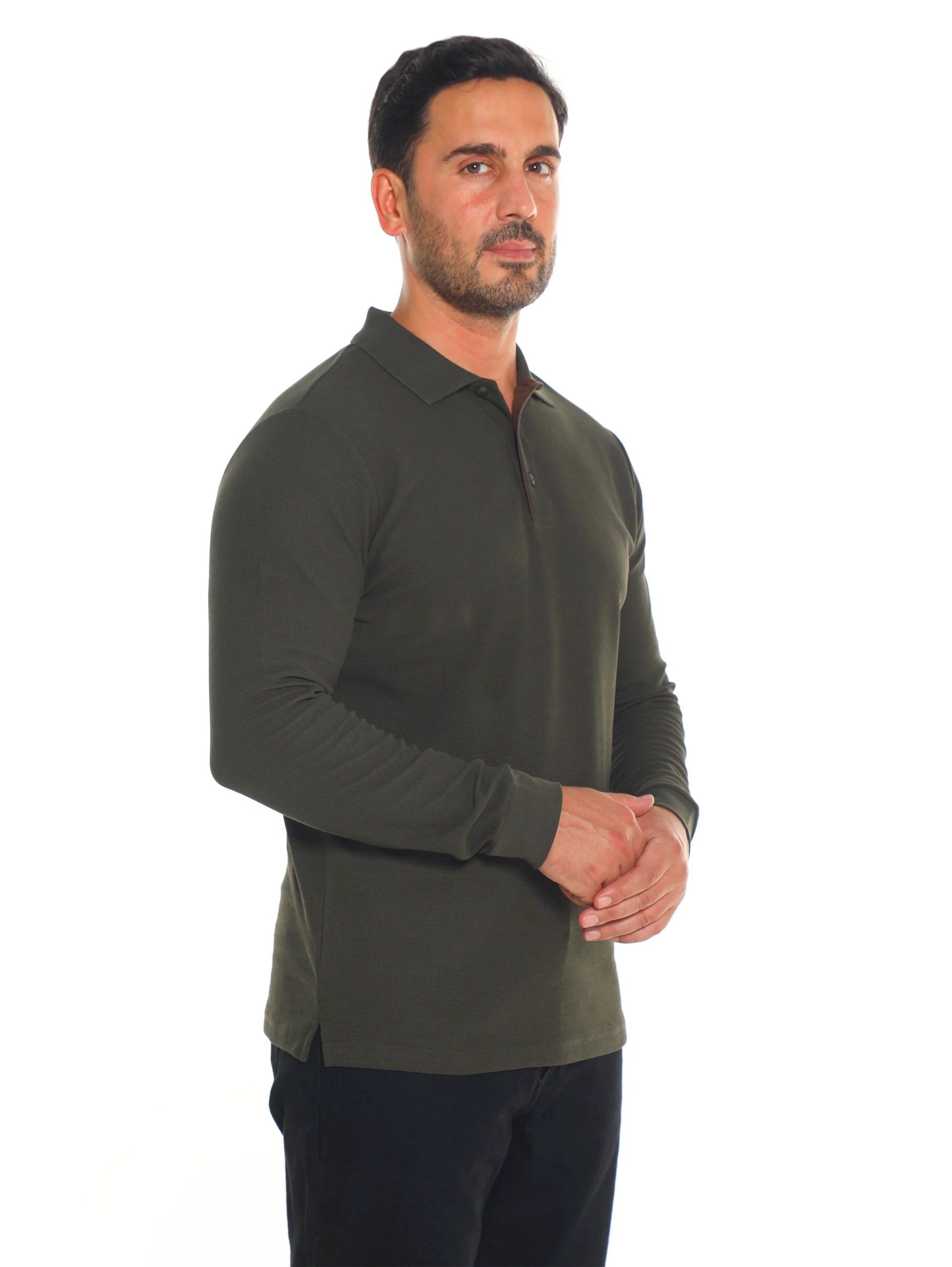 Olive Long Sleeved Polo