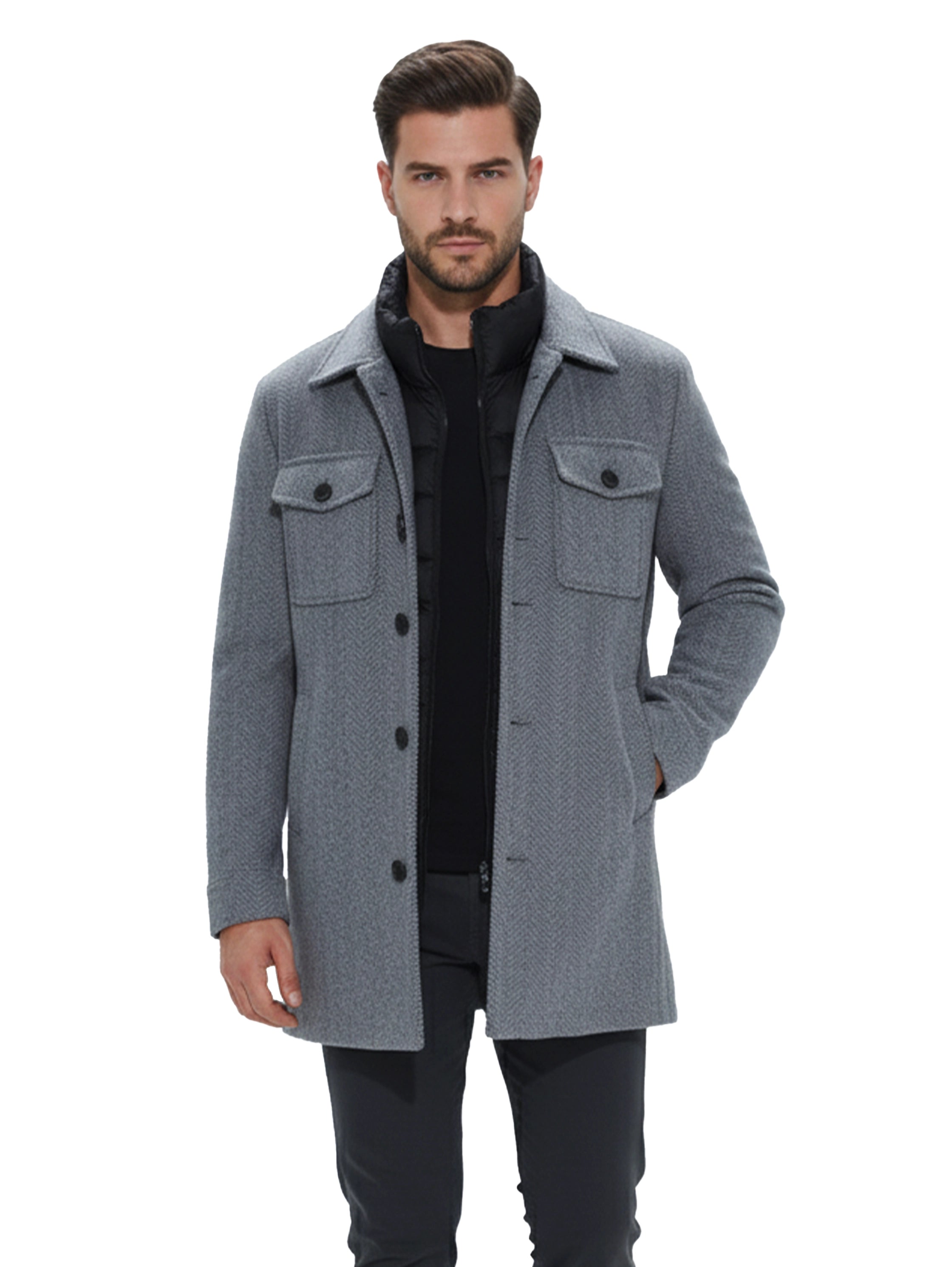 Grey Coat With Removable Inside Layer