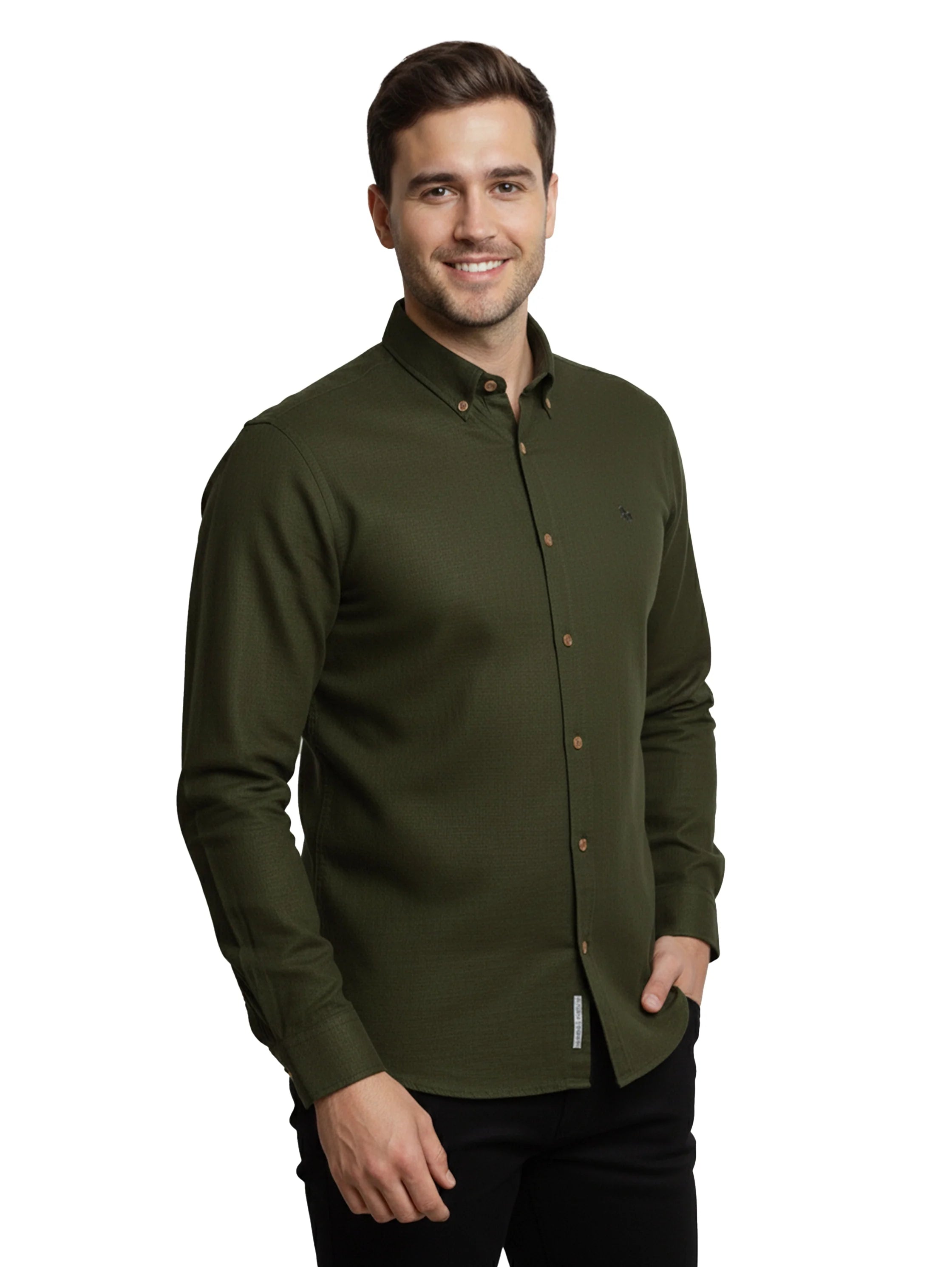 Olive Casual Long Sleeve Shirt