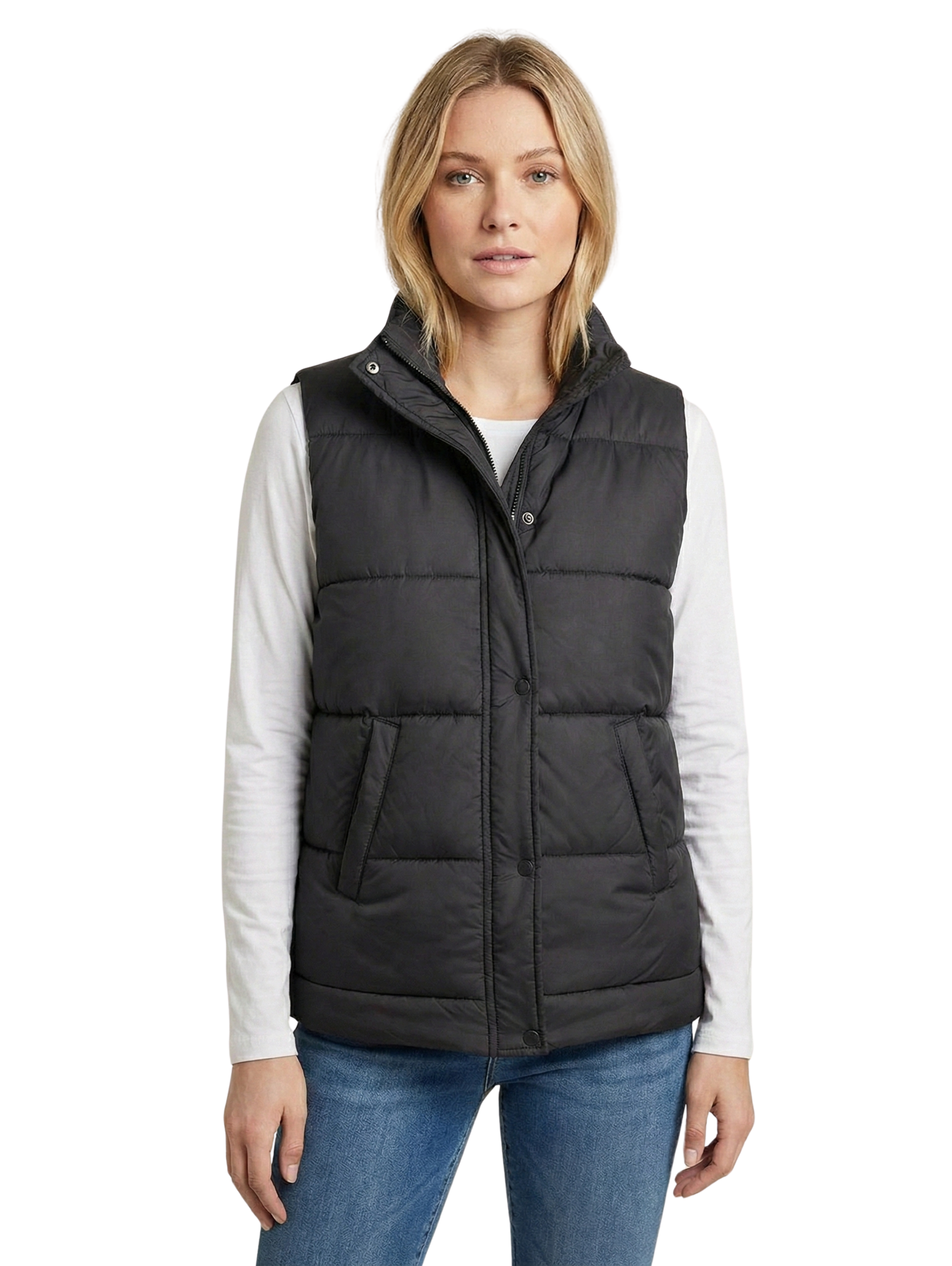 Black Puffer Zippered Vest