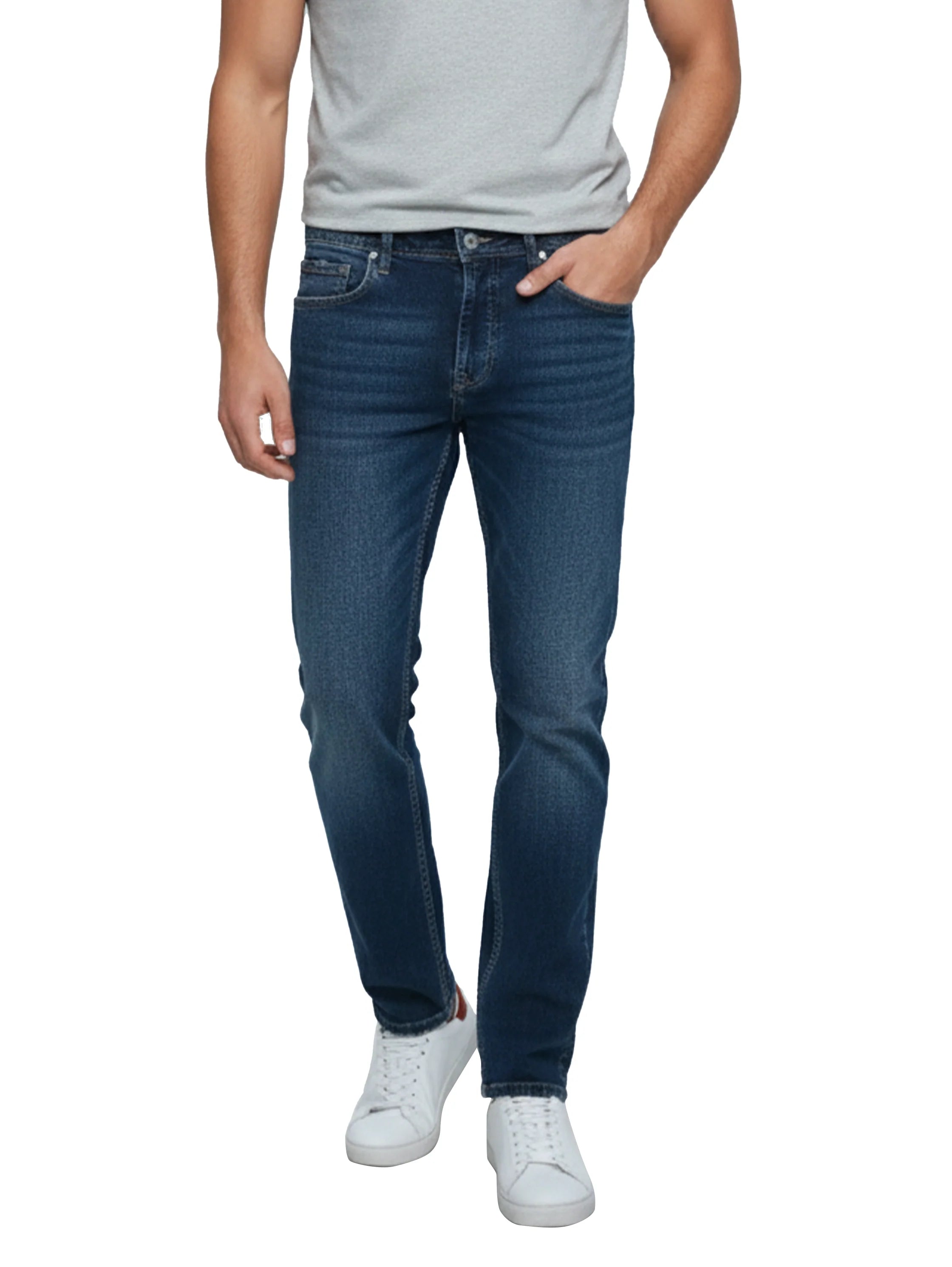 Blue Slim Straight Washed Jeans