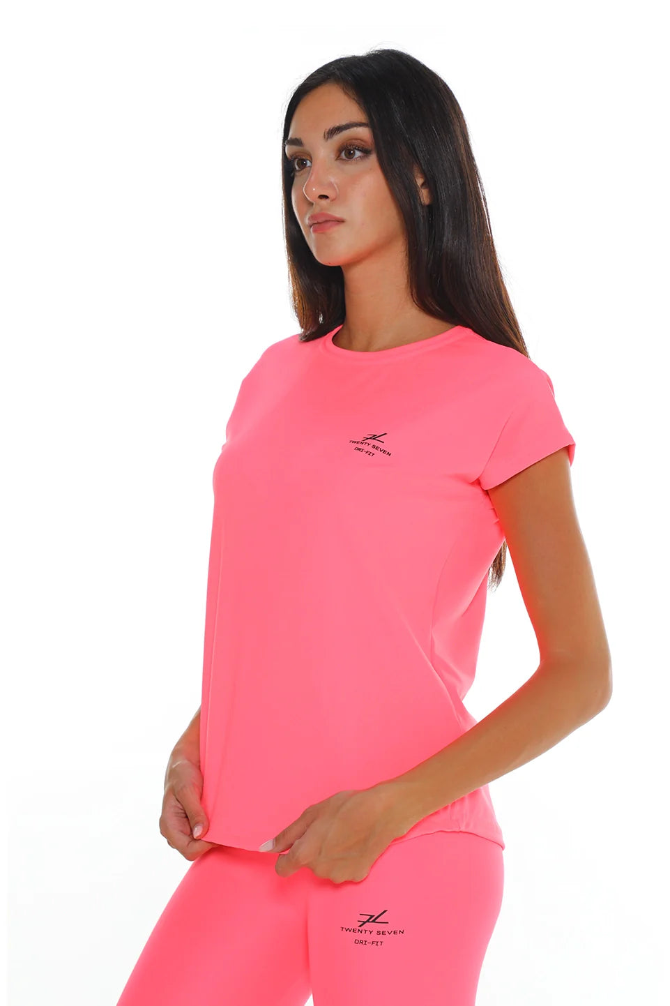 Short Sleeved Pink Active Top With Simple Logo