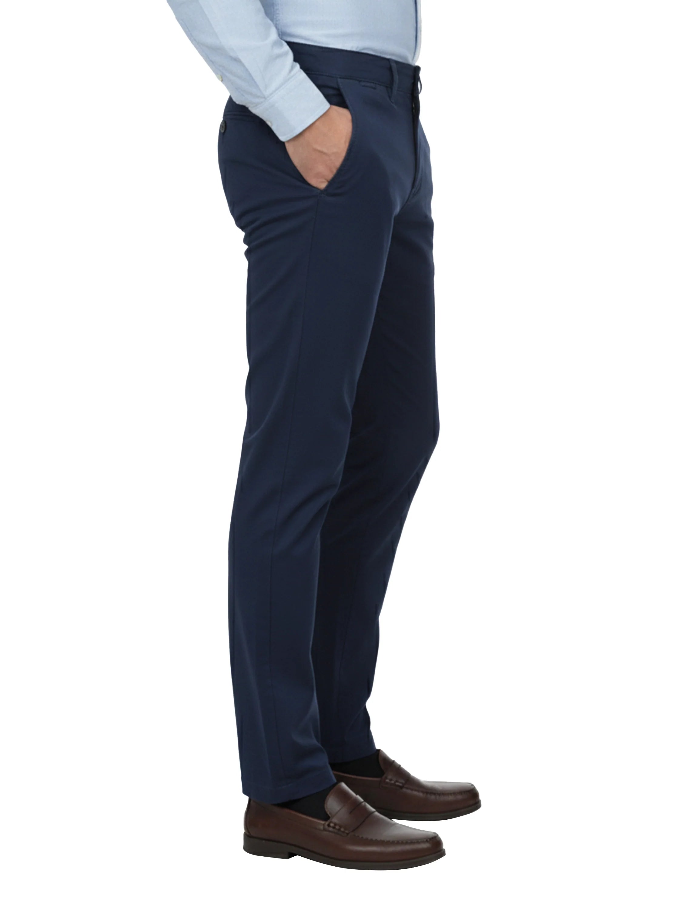 Navy Casual Chino Pant with Zipper & Button to Close