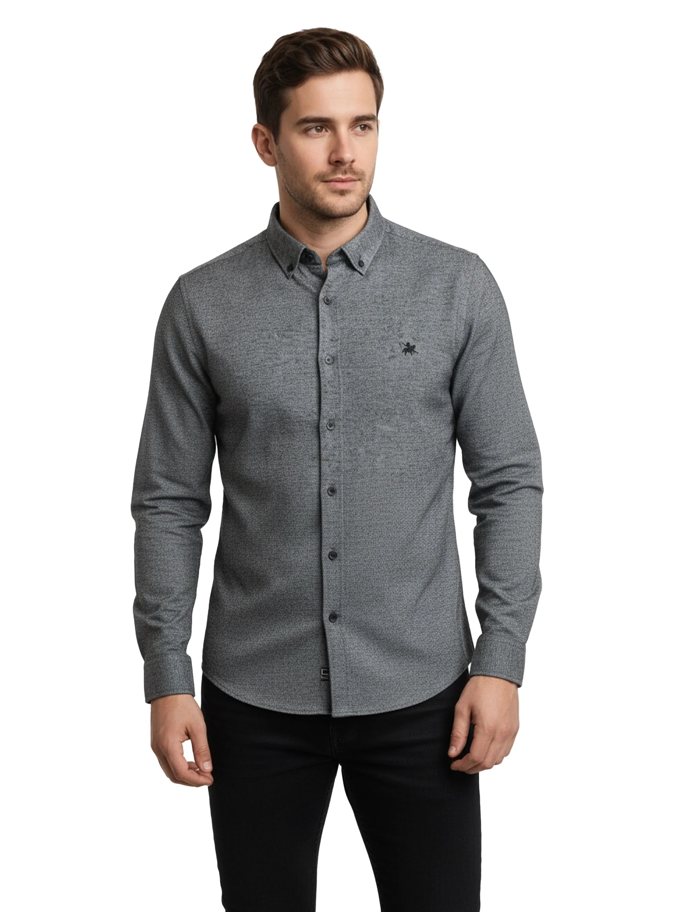 Long Sleeve Black Shirt with Button to Close