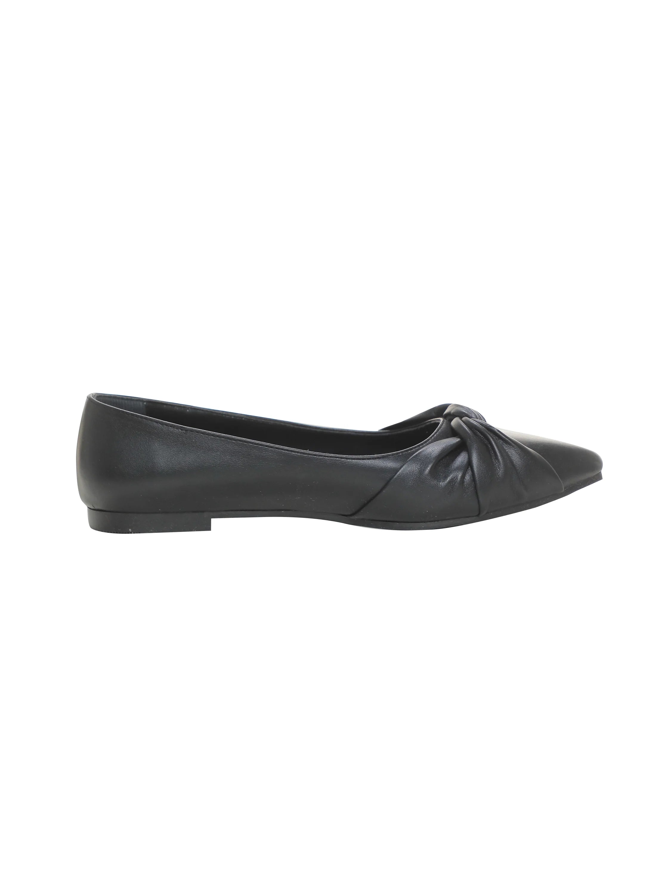 Flat Black Ballerina with Simple Toe Design