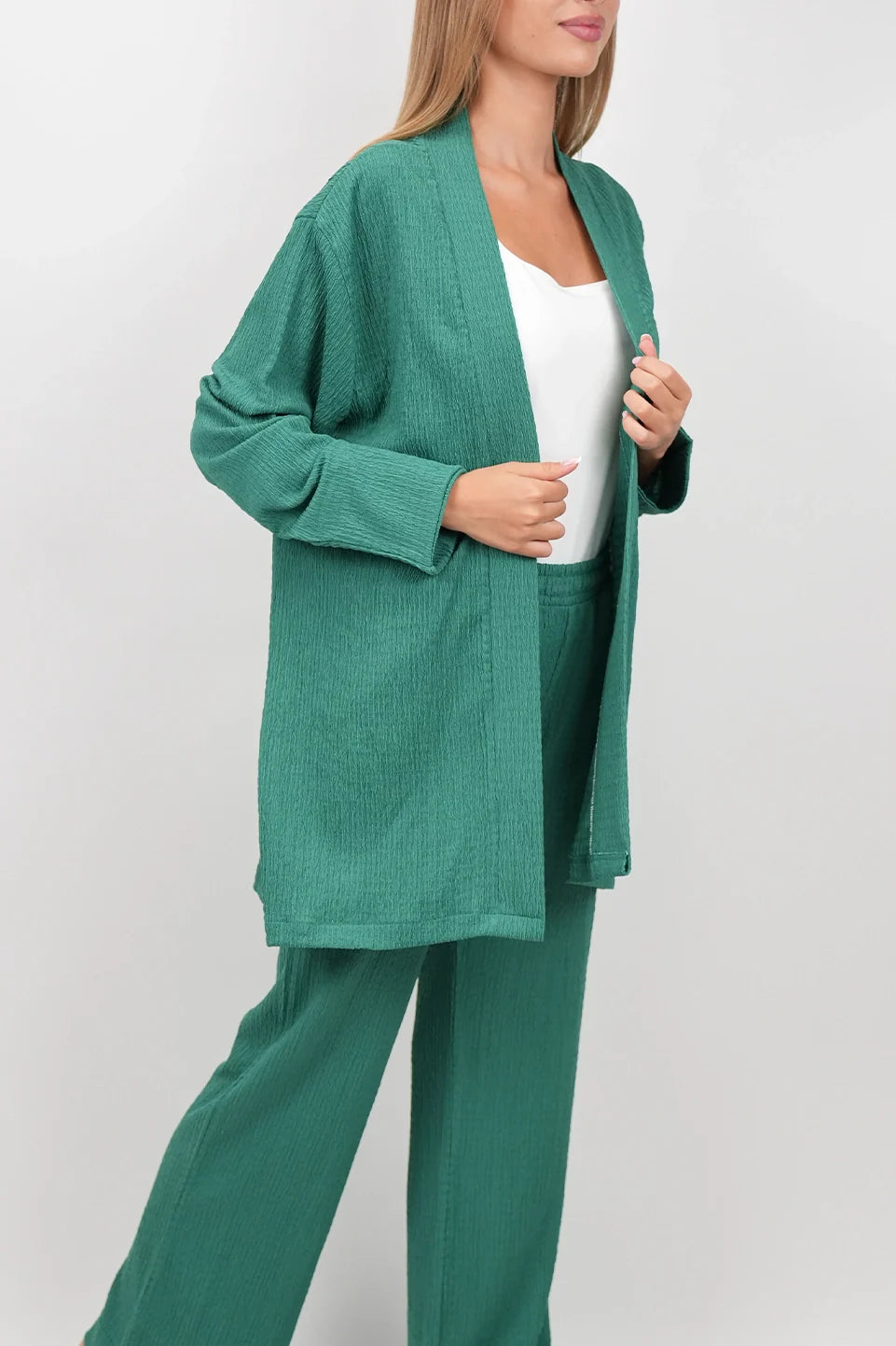 Long Sleeved Green Linen Set