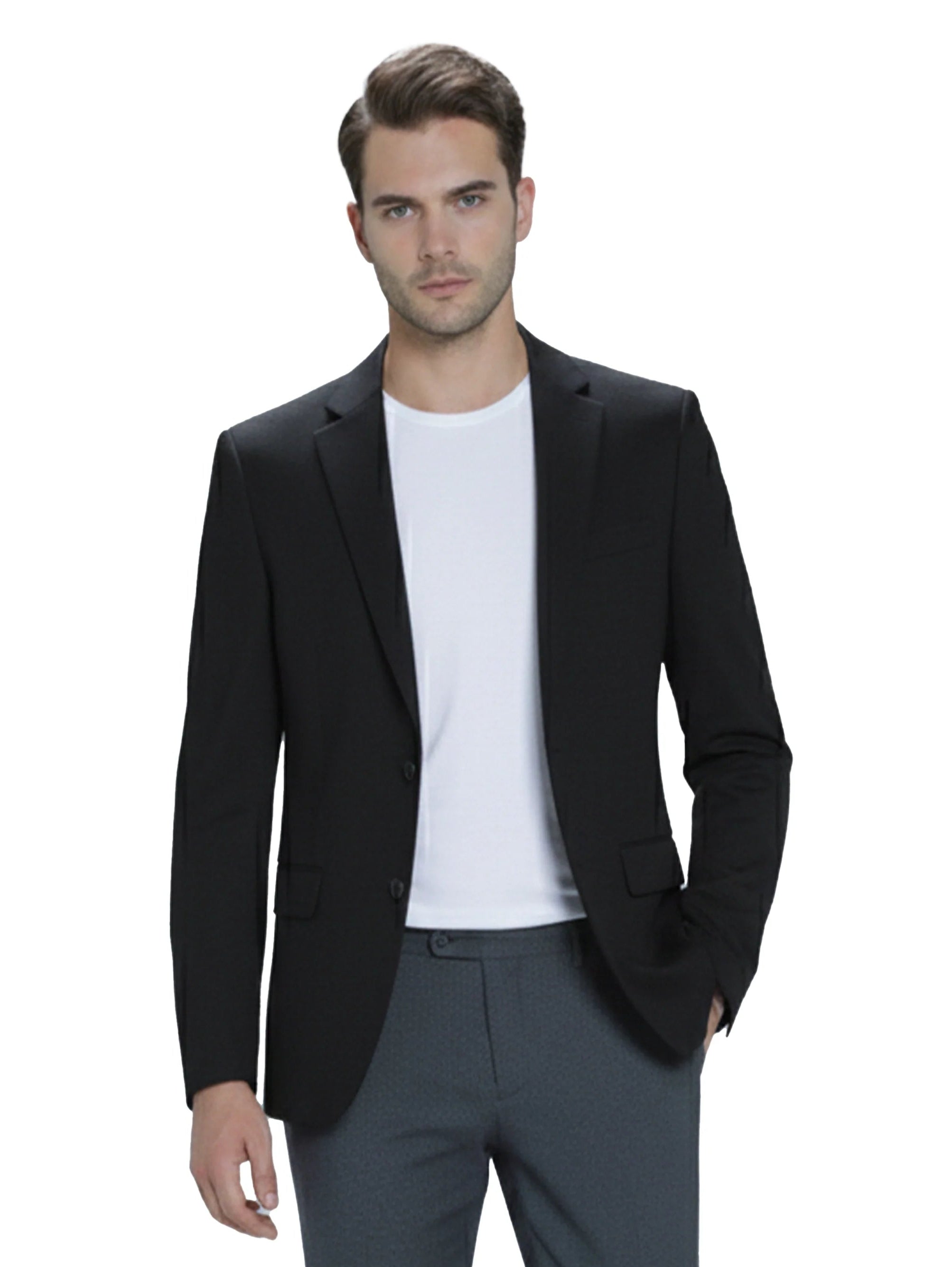 Single-Breasted Black Blazer Wit Two Button To Close