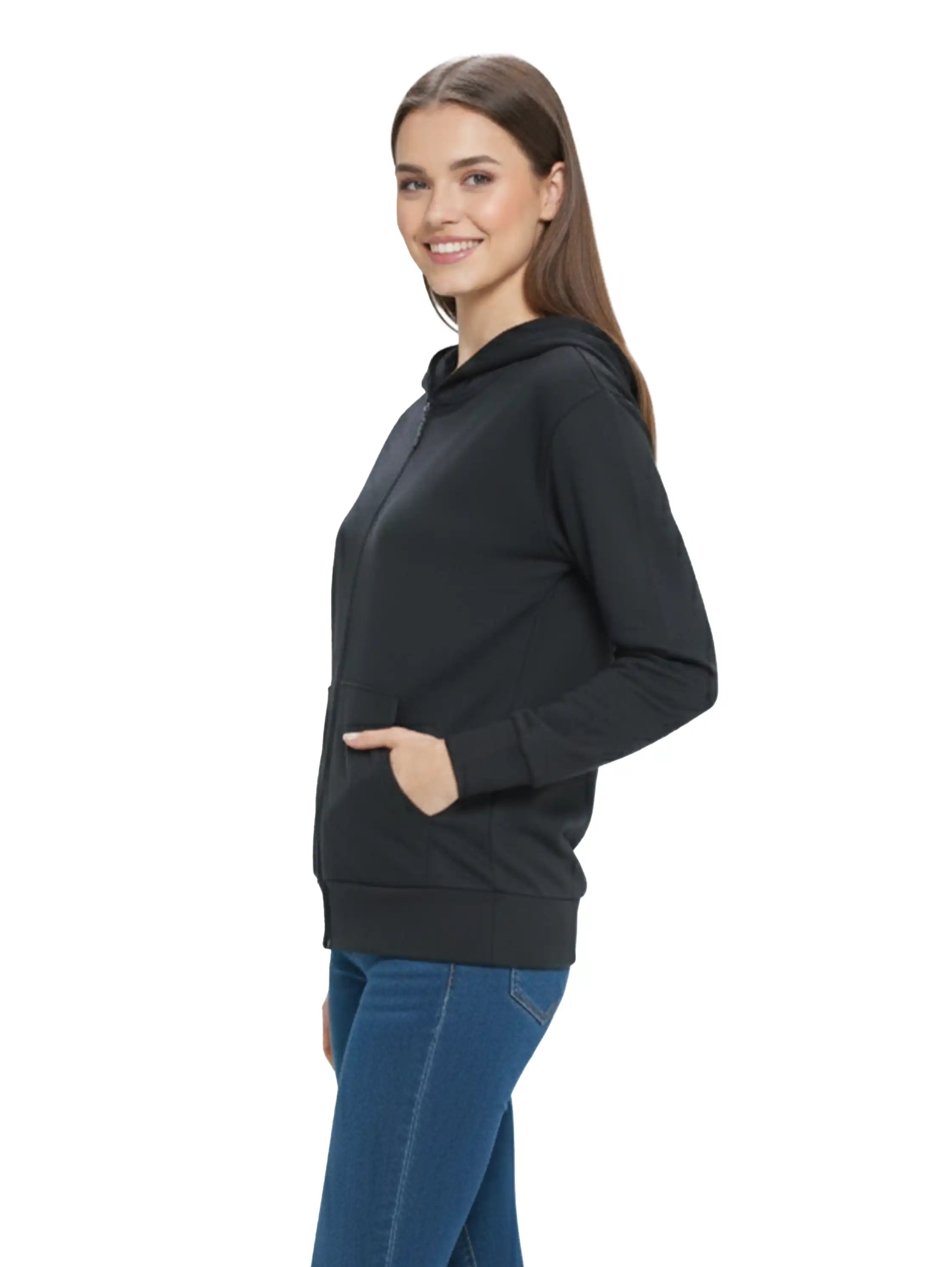 Black Cotton Jacket with Hood