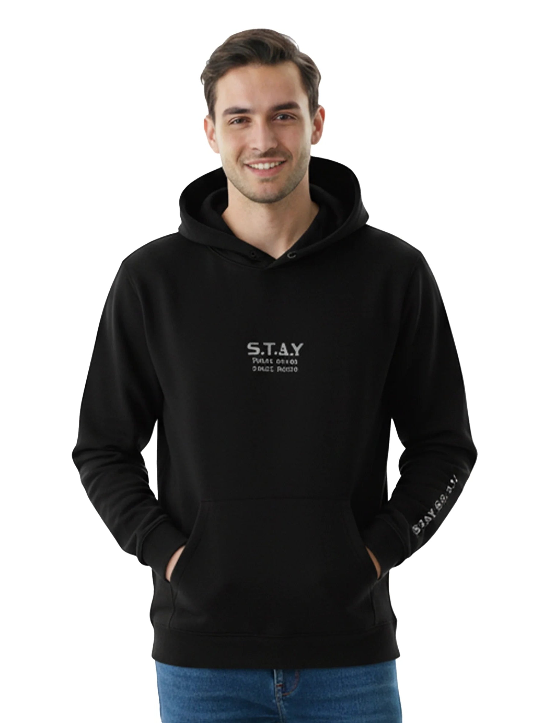 Comfortable Black Hoodie With Front Design