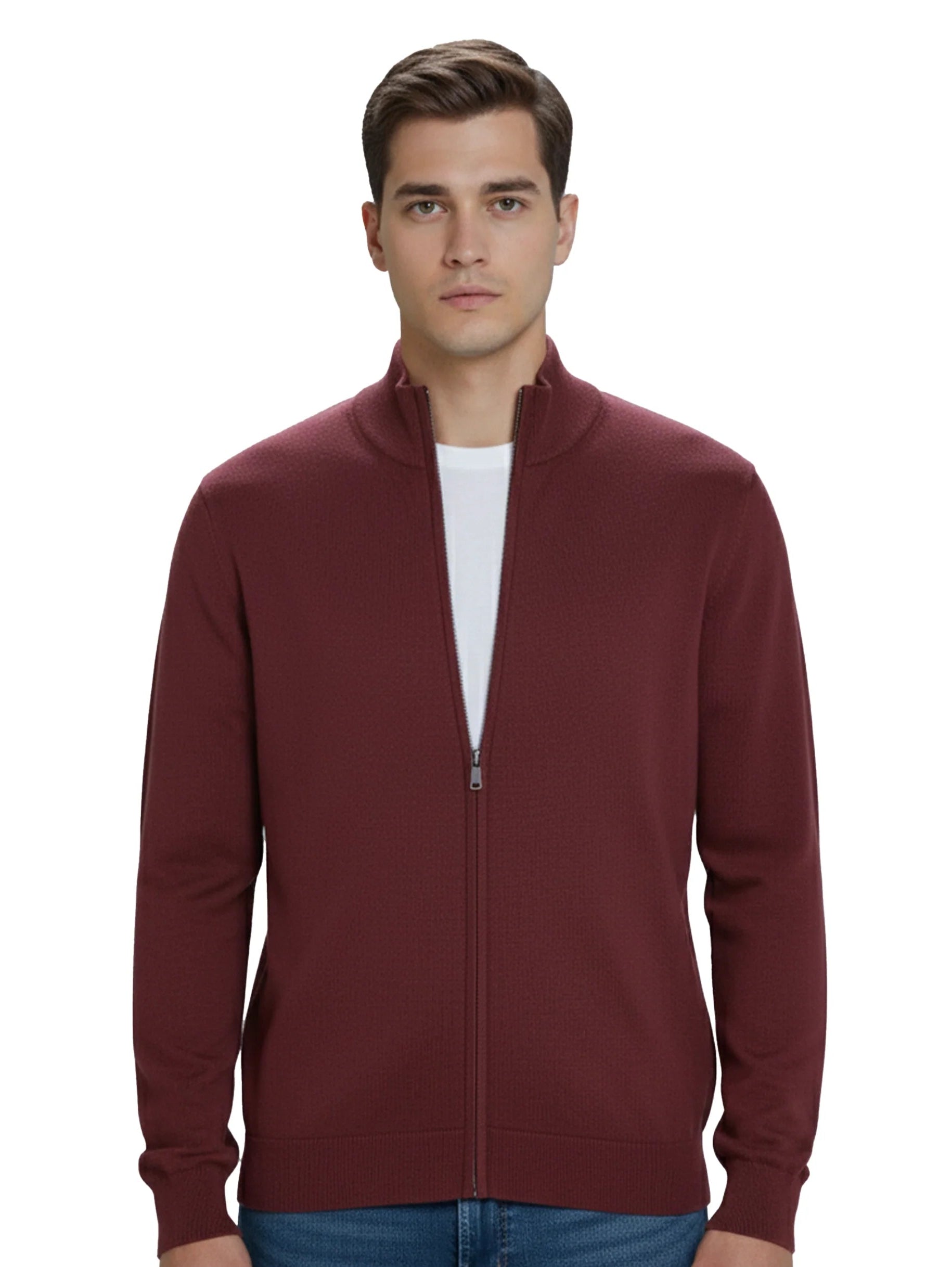 Knitwear Bordo Full Zipper Pullover