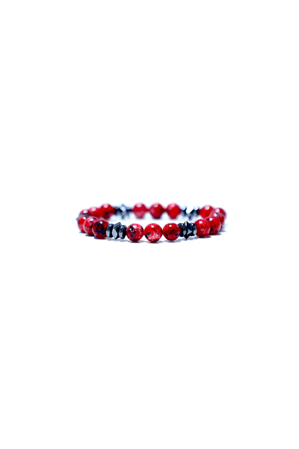 One Layer Beaded Red & Black Bracelet