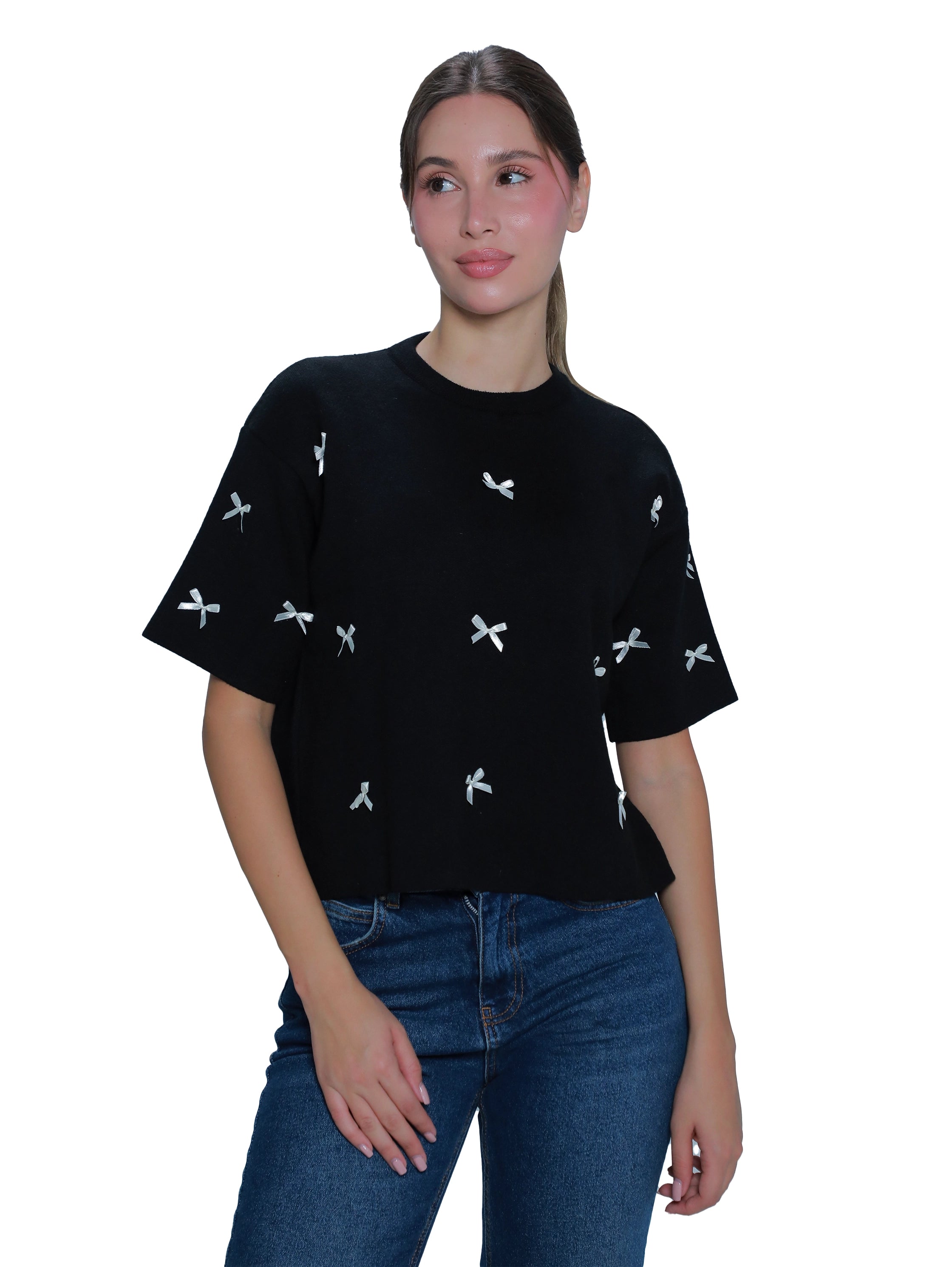 Short Sleeved Black Oversize Pullover