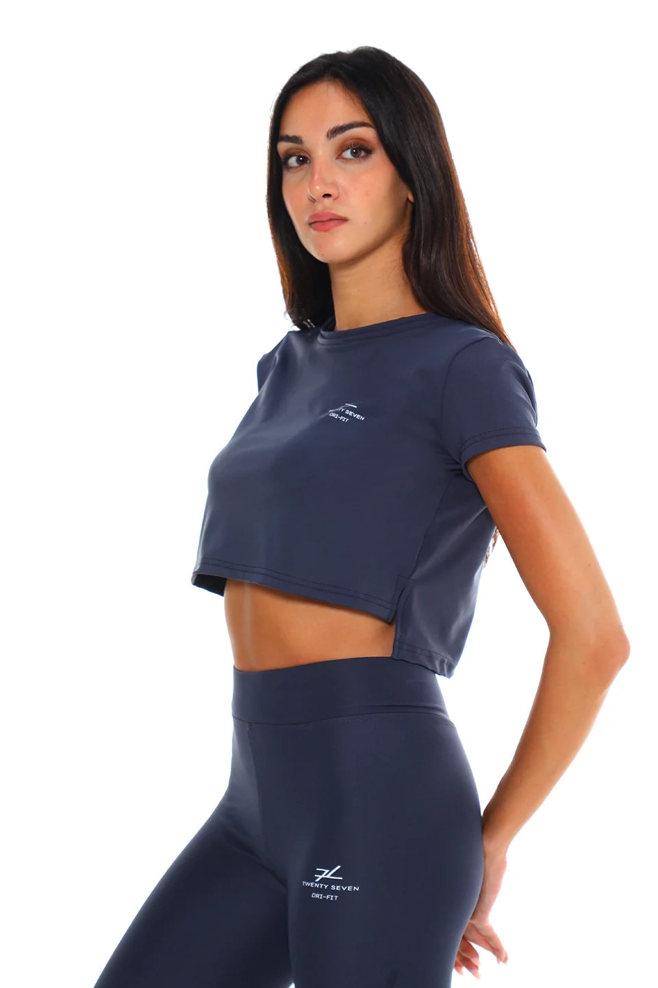 Dark Grey Short Sleeved Active Crop Top