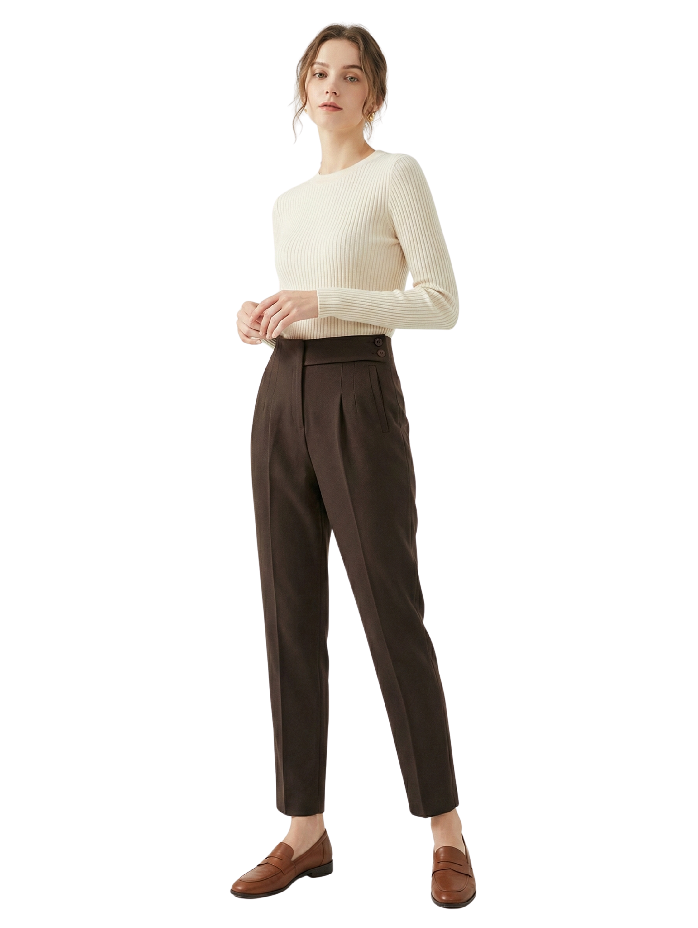 Classy Brown Pant With Side Button To Close