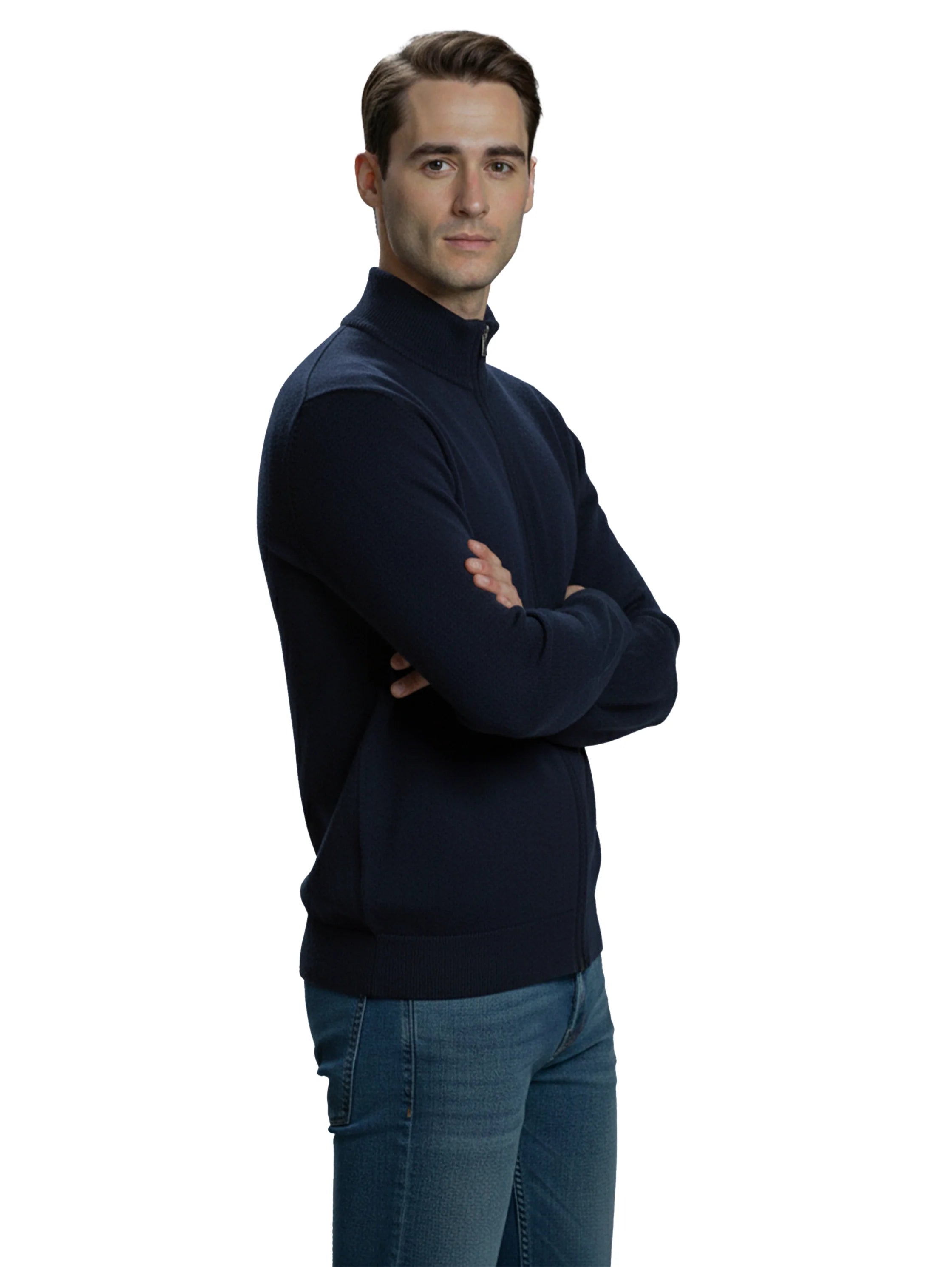 Knitwear Navy Full Zipper Pullover