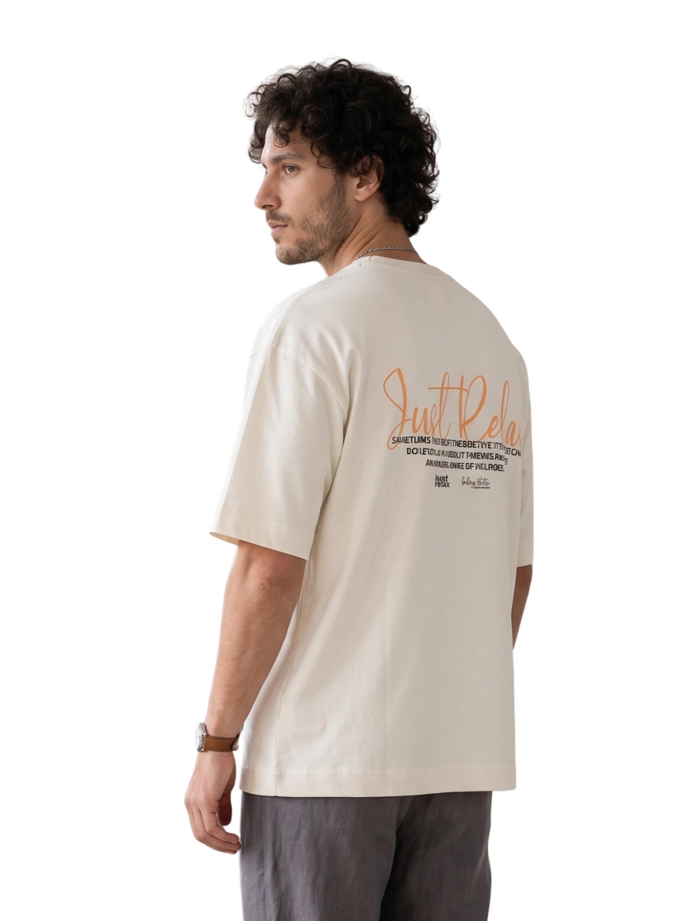 Oversized Milk T-Shirt With Printed Design